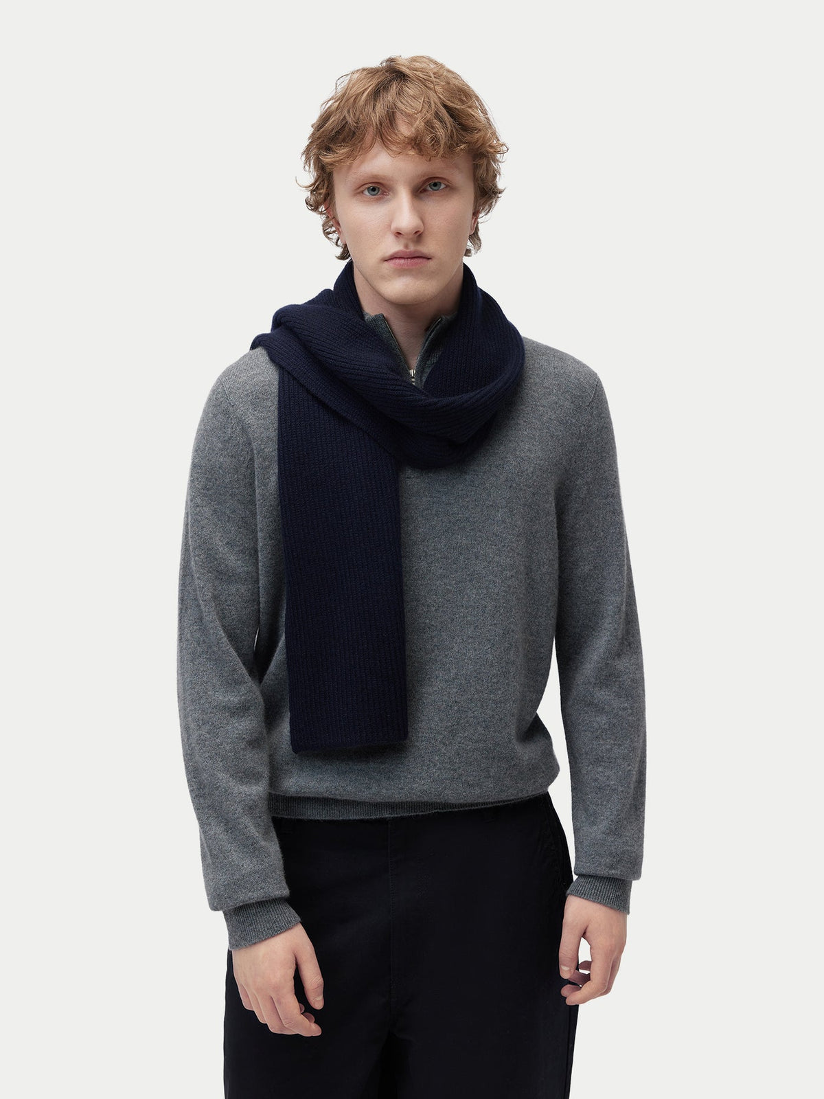 Fisherman Knit Scarf — Navy