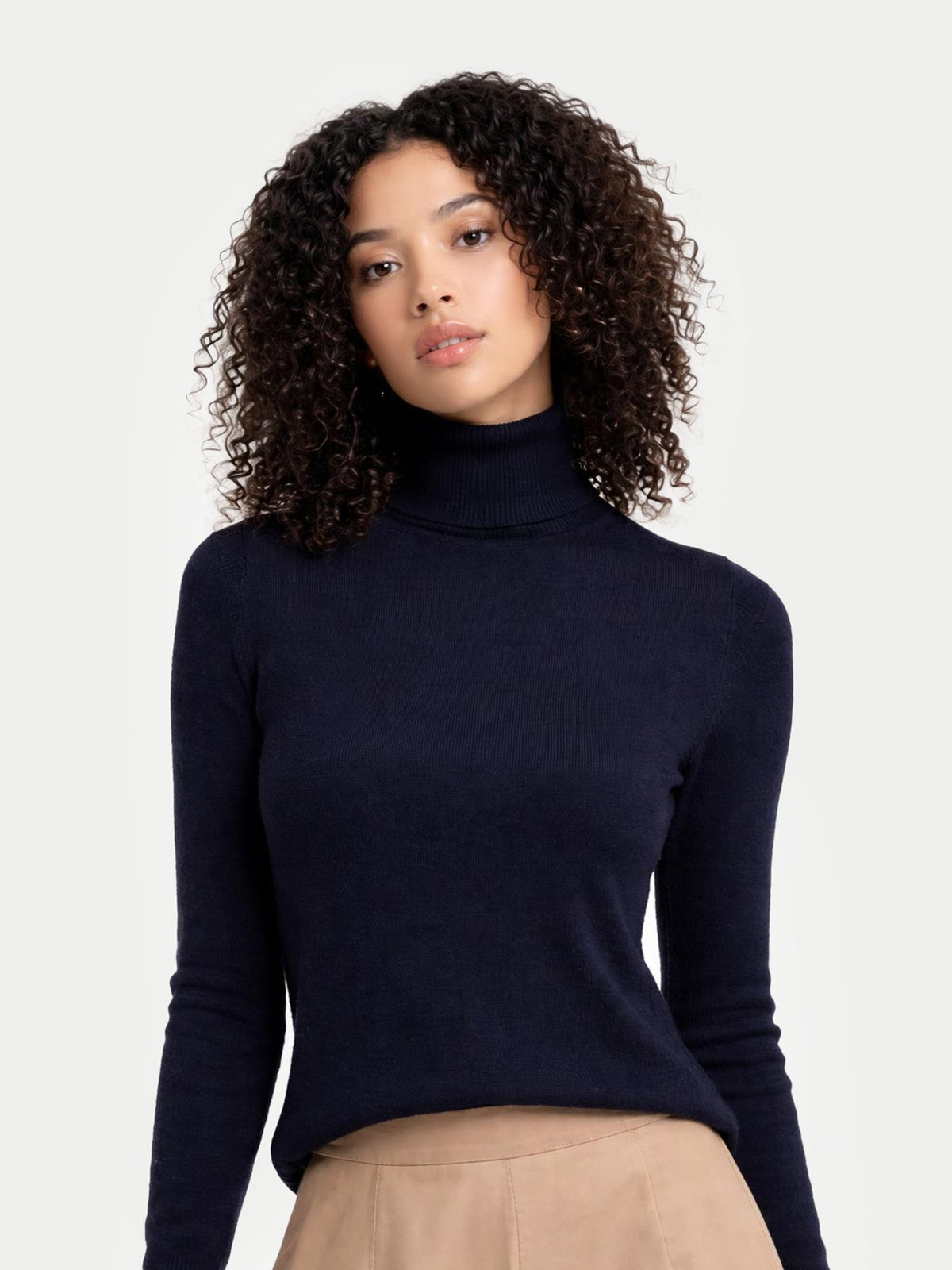 Timeless Cashmere Turtleneck Sweater — Navy