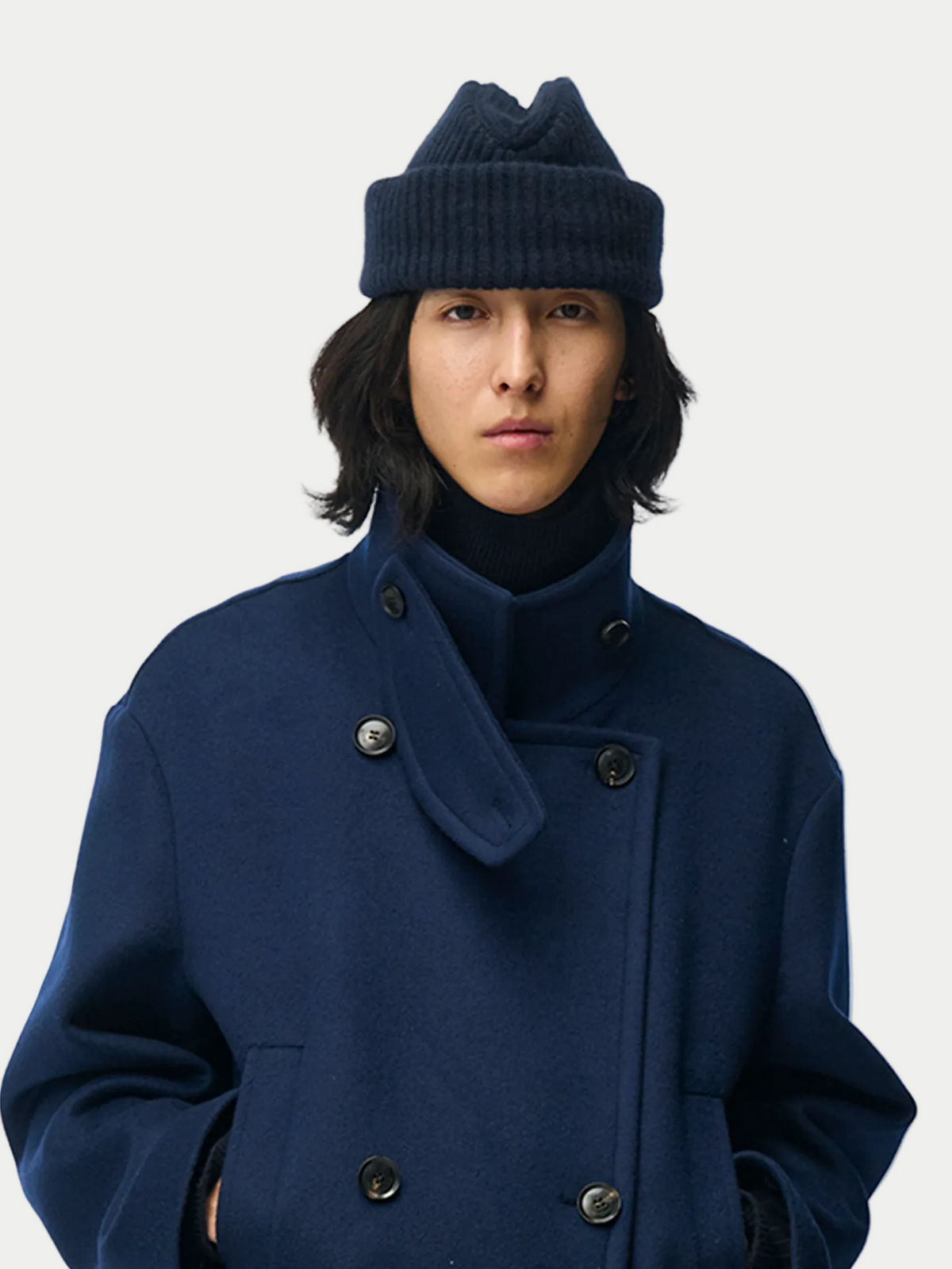 Unisex Cashmere Grandpa Hat — Navy