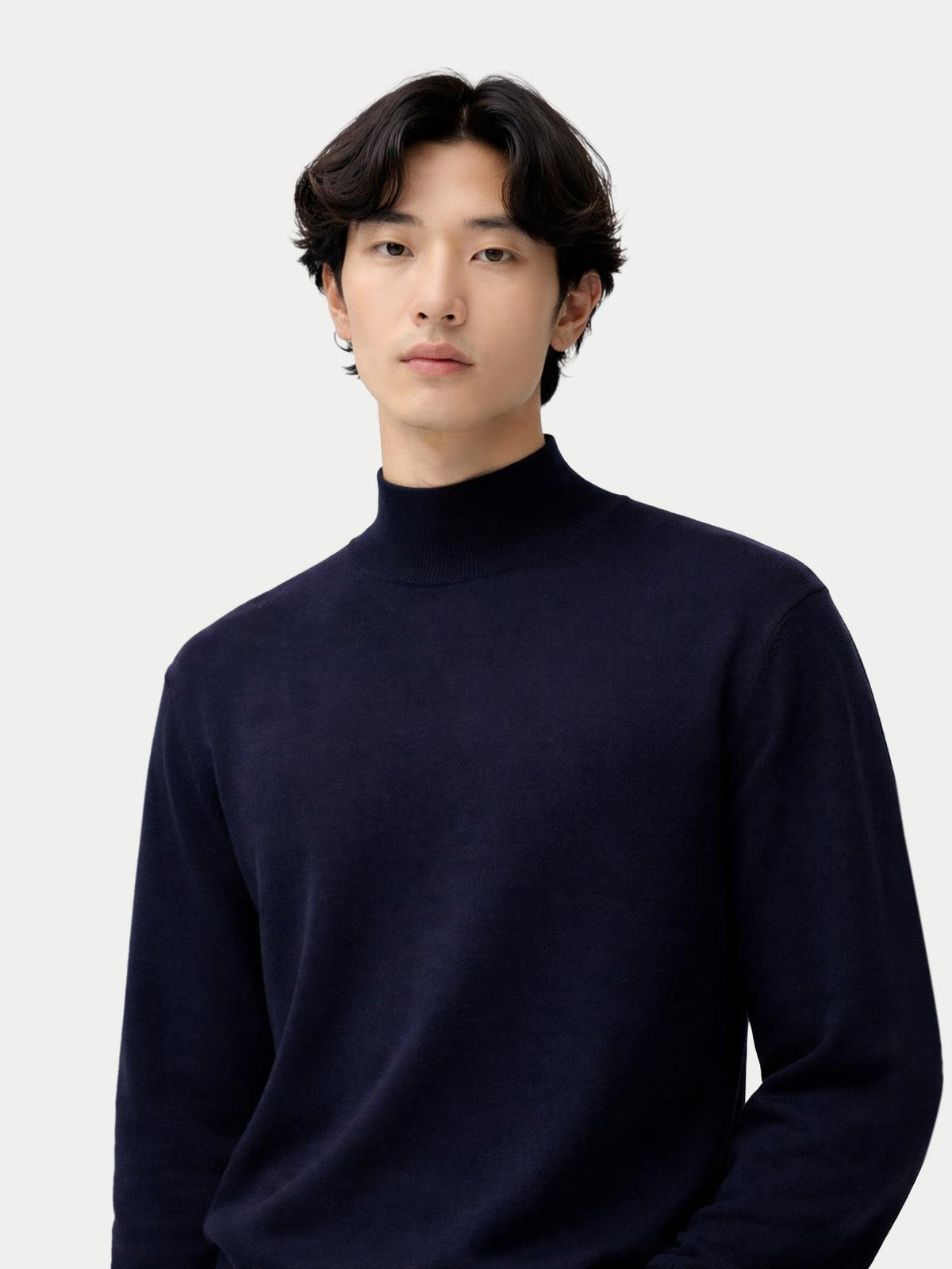 Timeless Mock Neck Cashmere Sweater — Navy