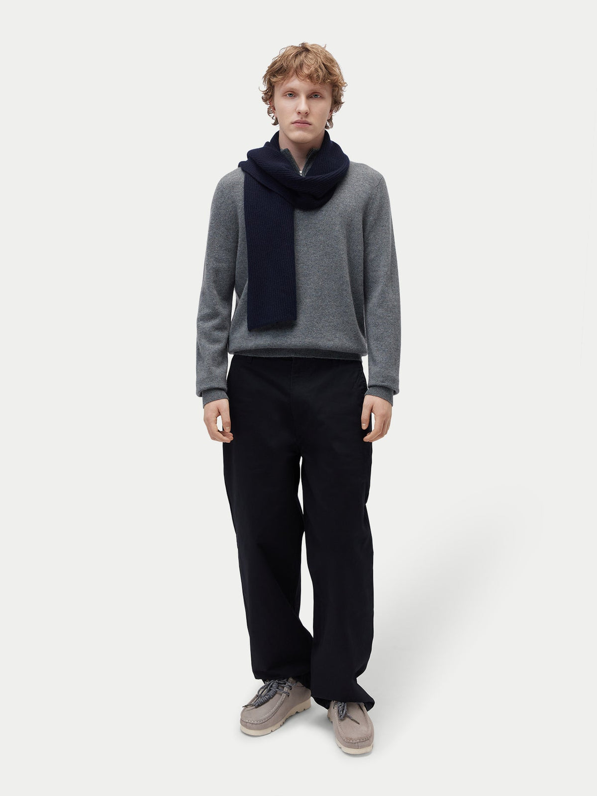 Fisherman Knit Scarf — Navy