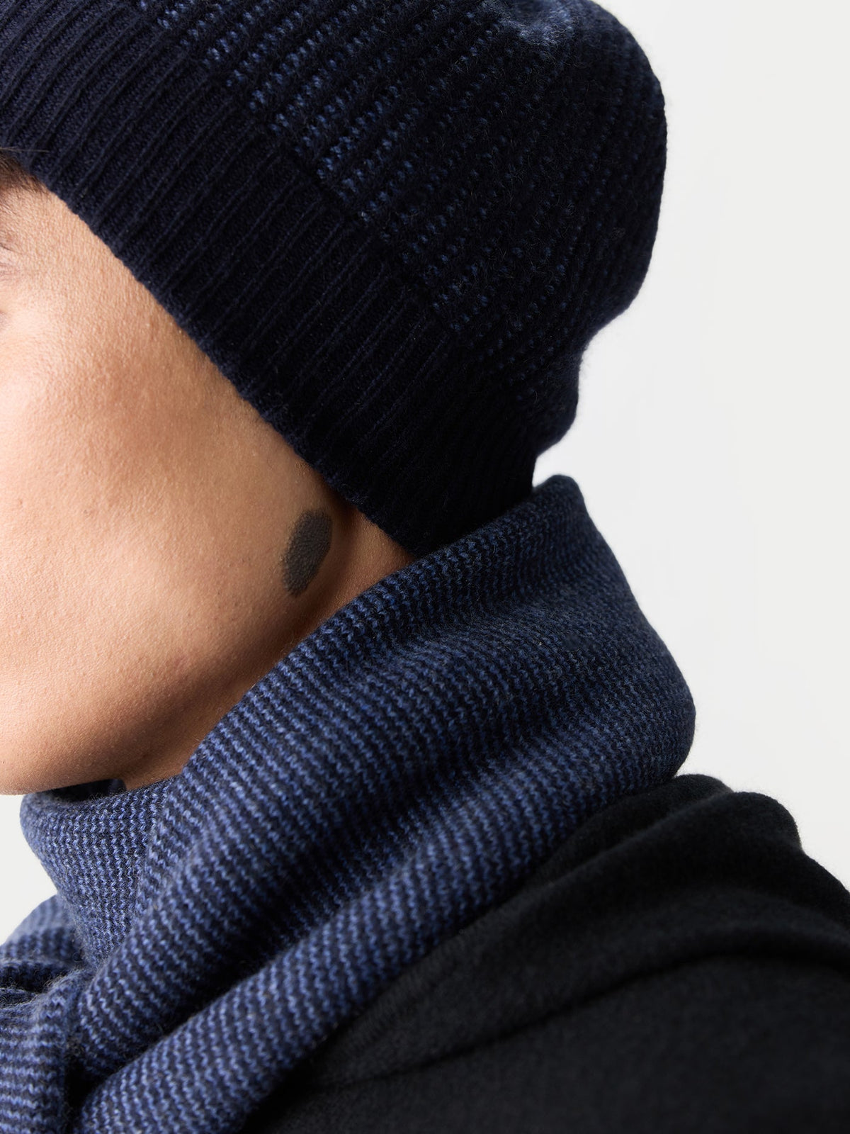 Cashmere Reversible Scarf — Navy