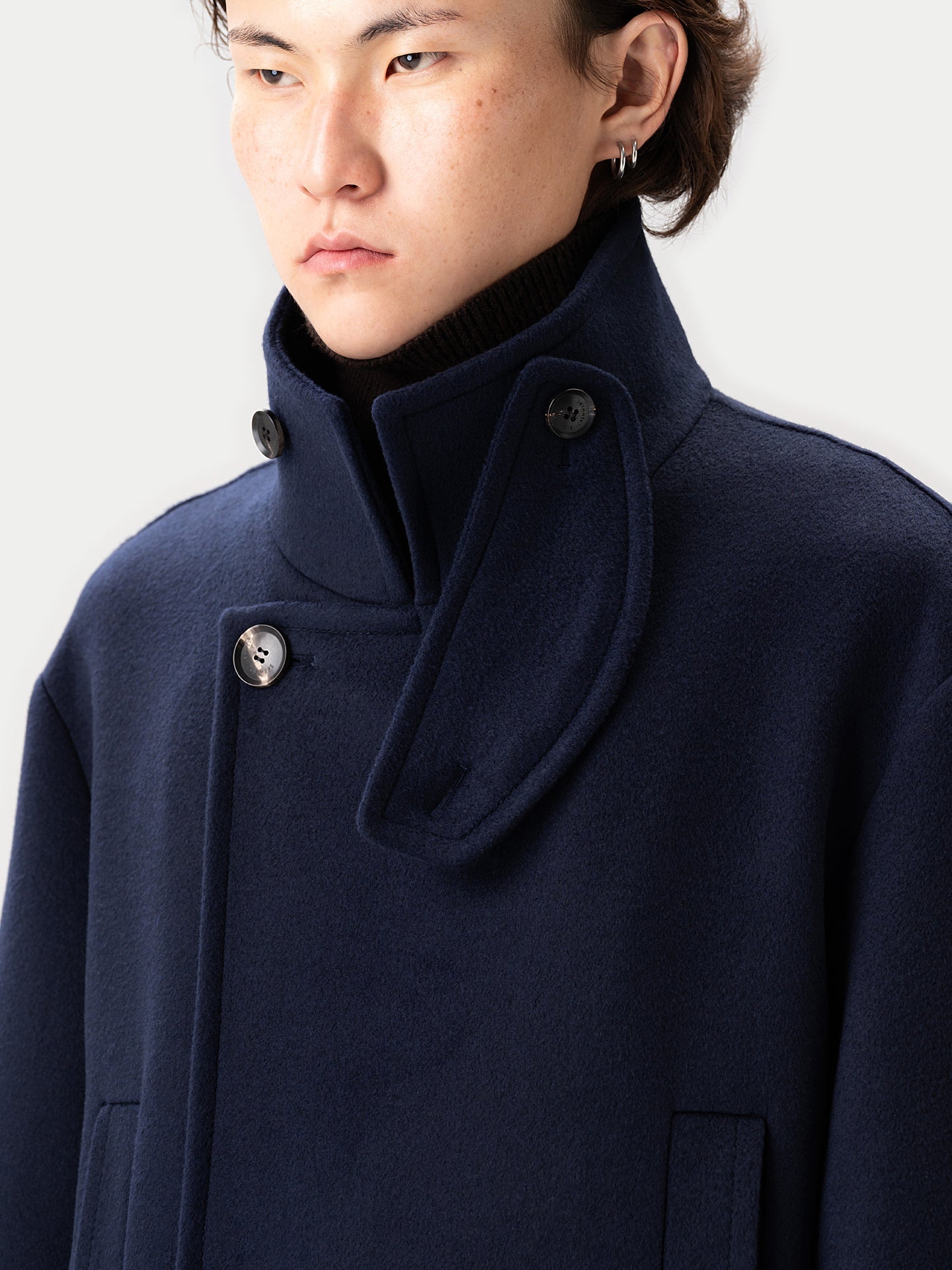 Unisex Cashmere Trench Coat — Navy