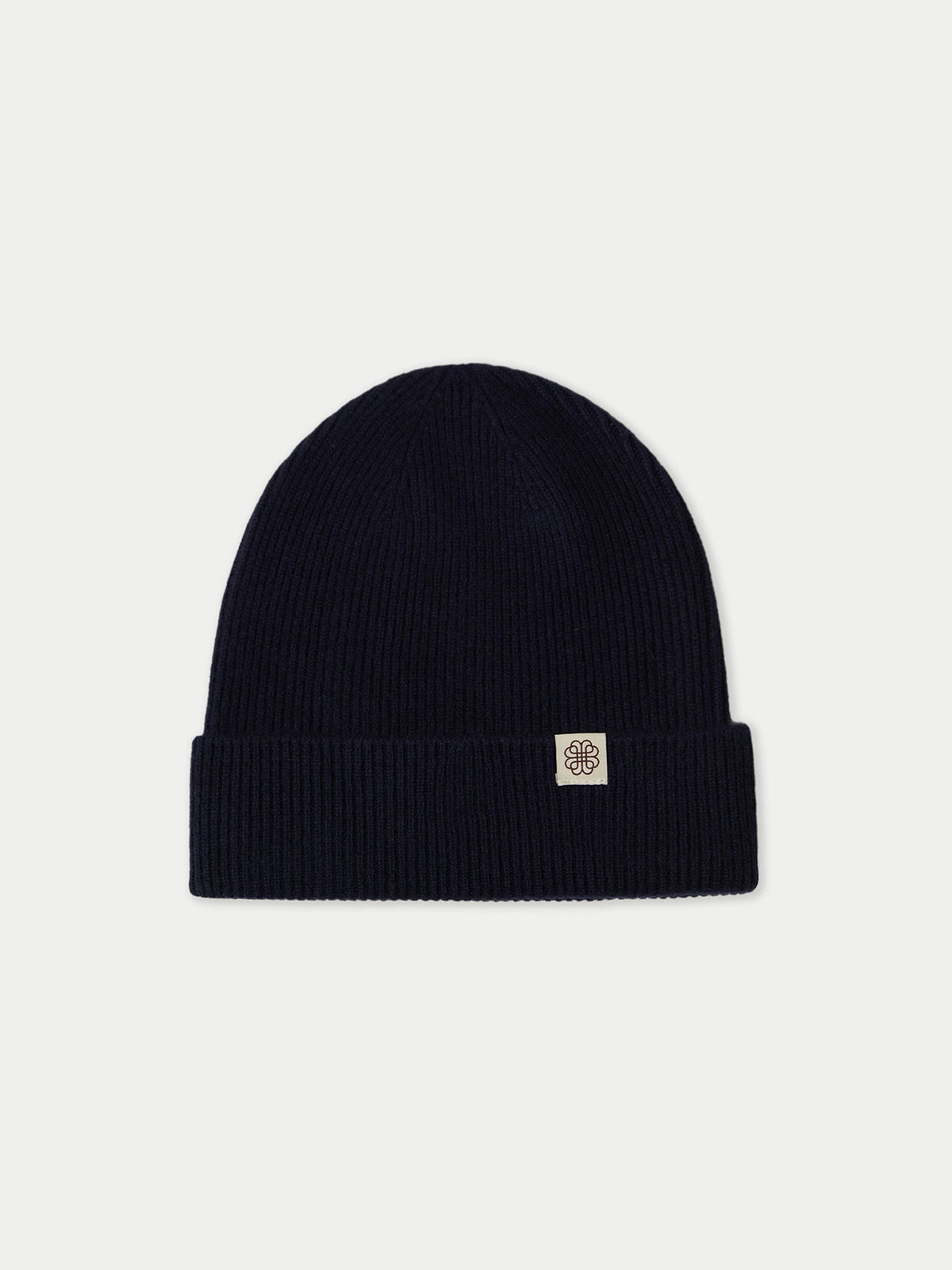Cashmere Rib Knit Beanie — Navy