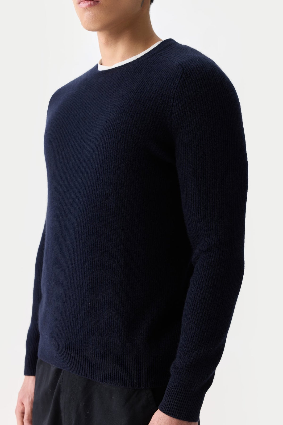 Men's Ribbed Cashmere Sweater — Navy
