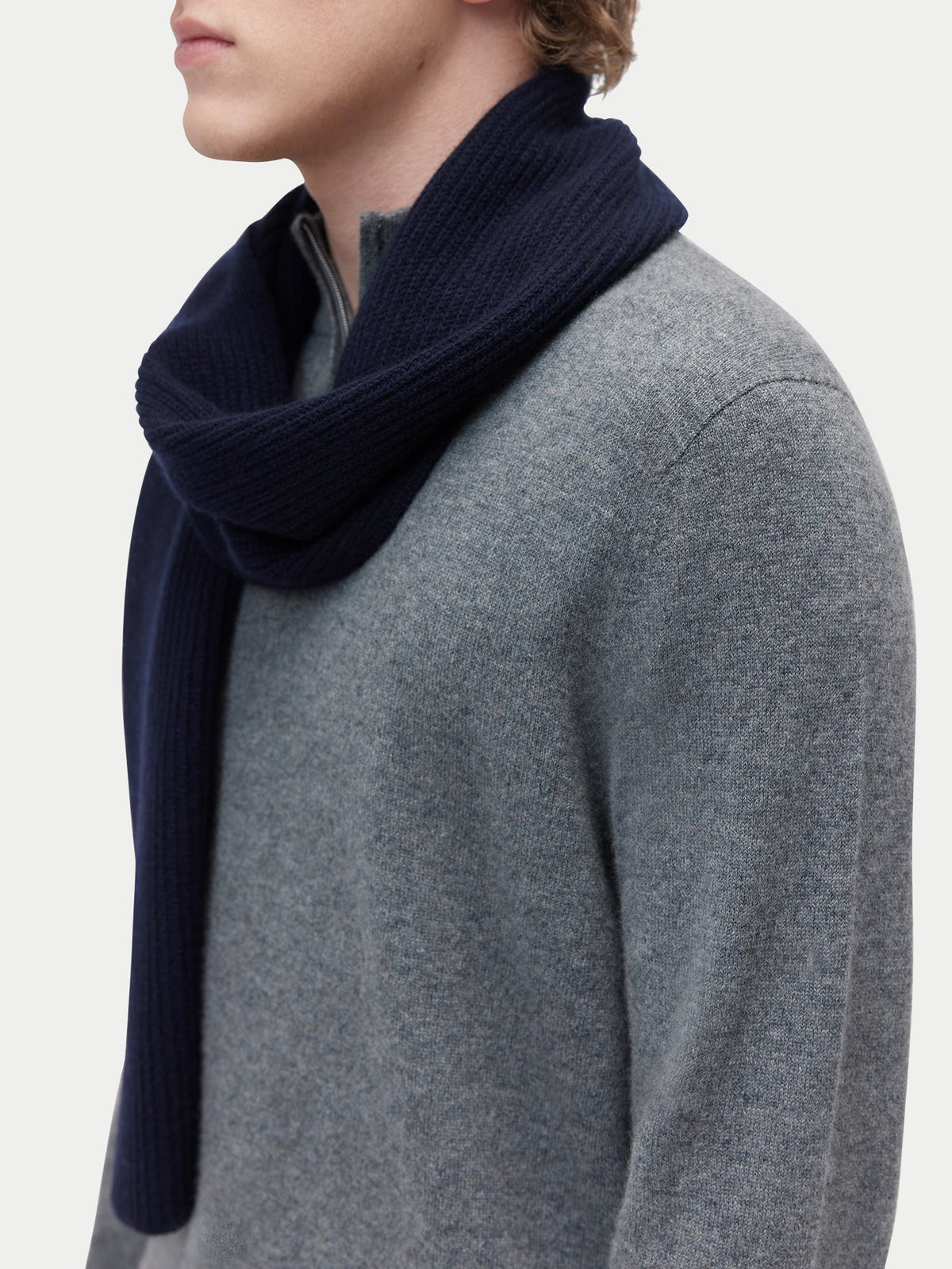 Fisherman Knit Scarf — Navy