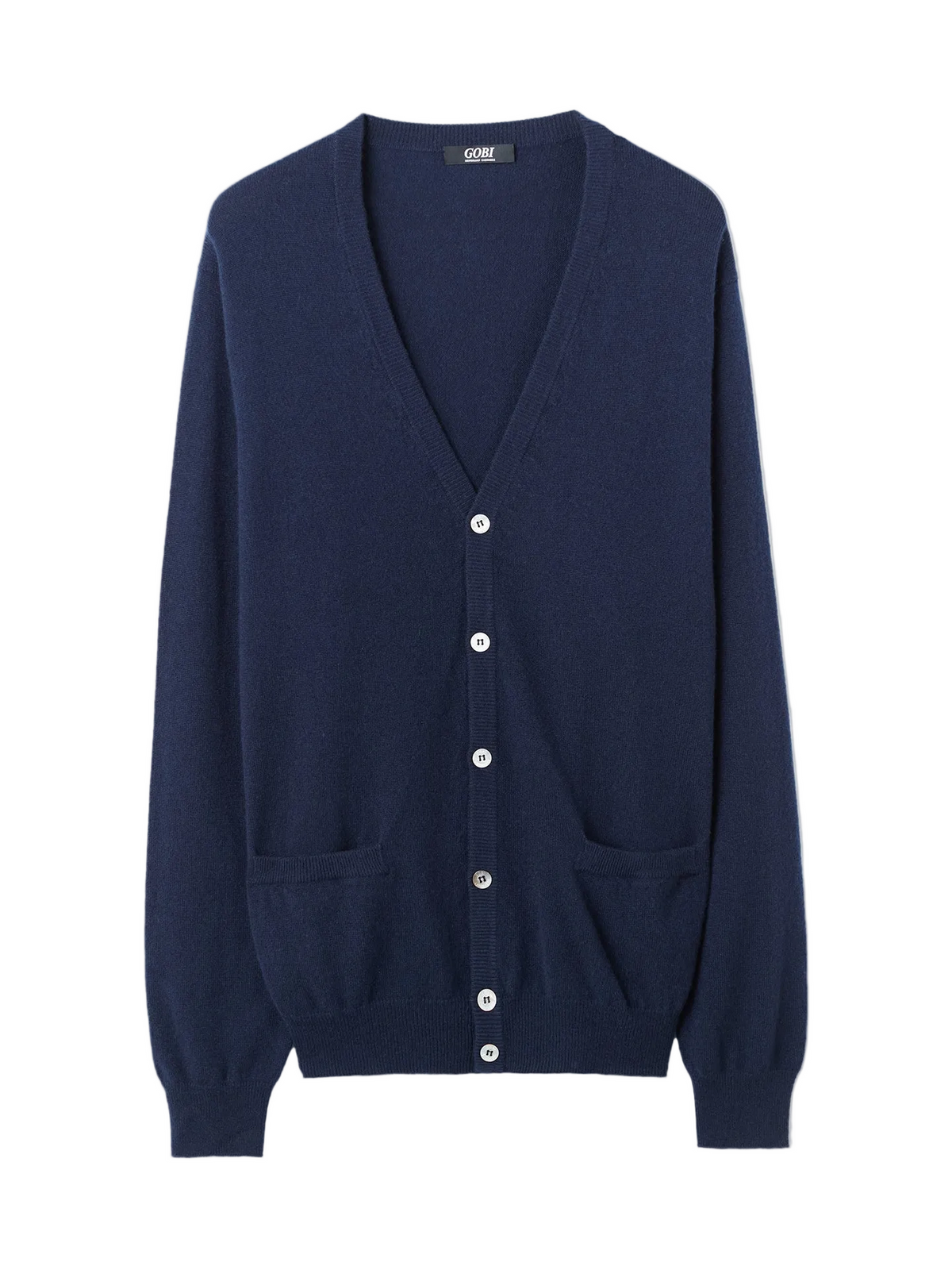 Essential Cashmere V-neck Cardigan — Navy Blue