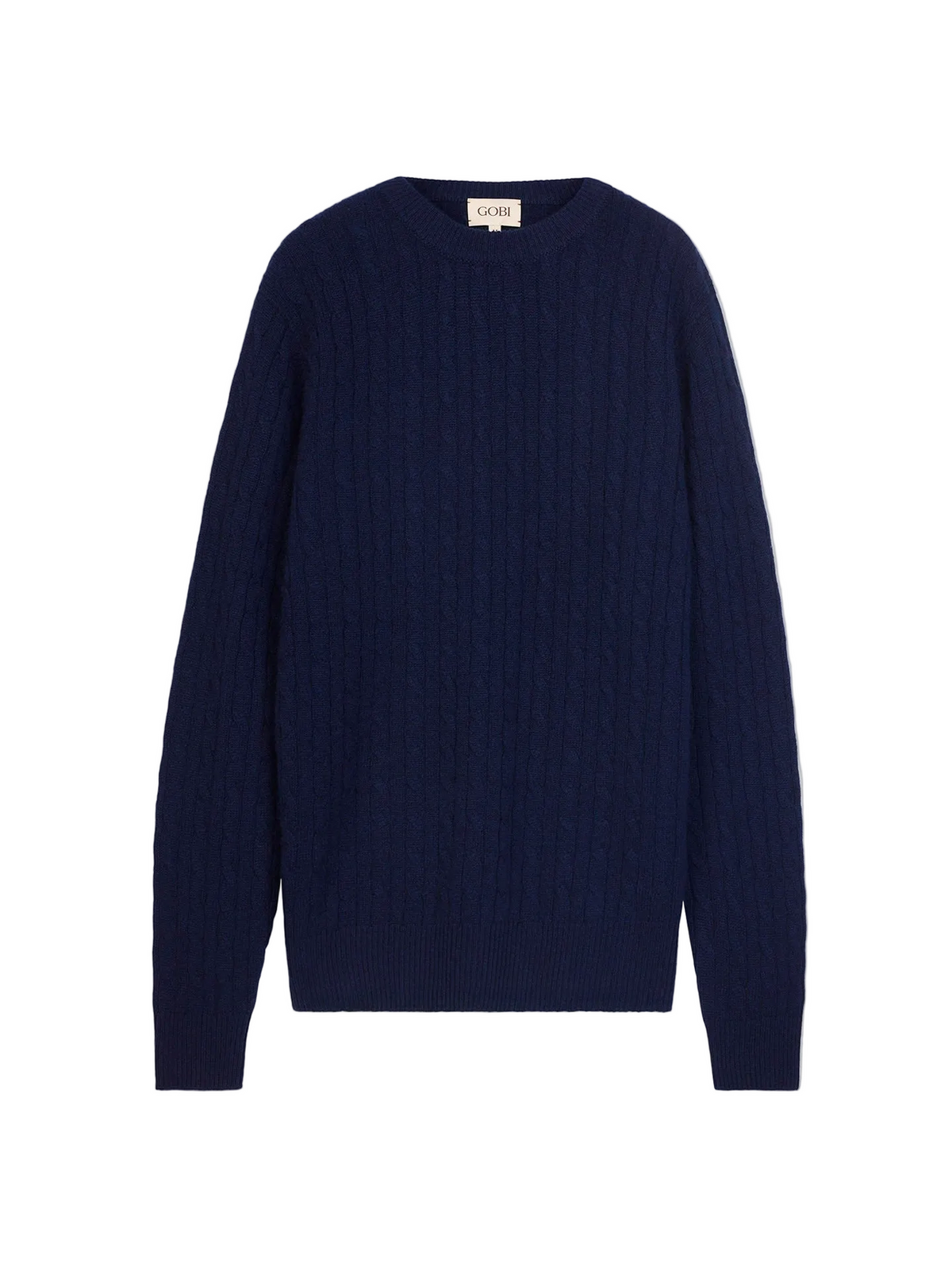 Cashmere Cable-knit Sweater — Navy Blue