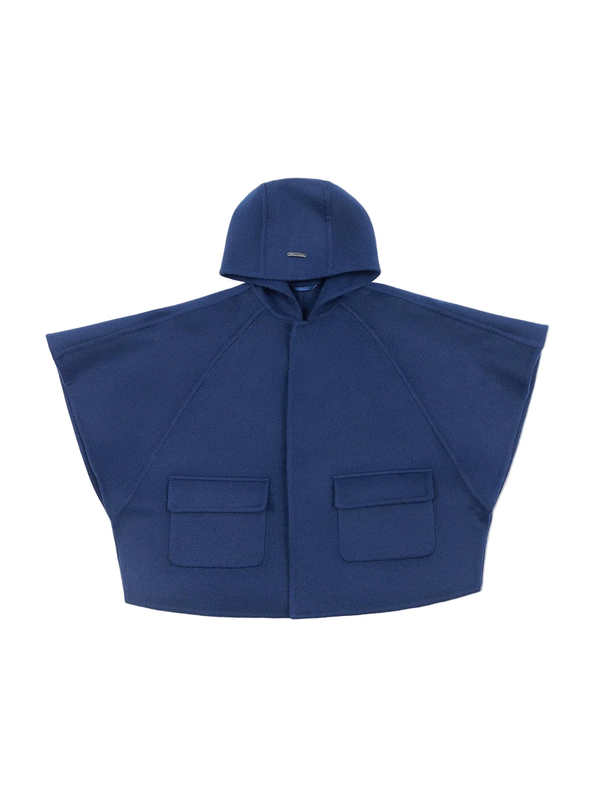 Kids Hooded Cashmere Poncho — Navy Blue