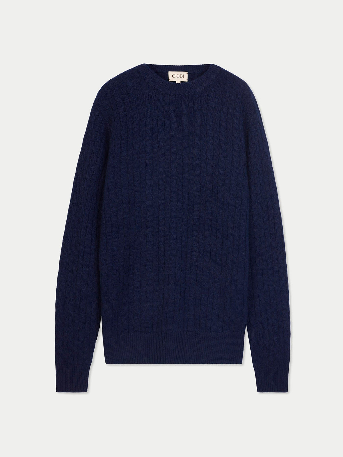 Cashmere Cable-knit Sweater — Navy Blue