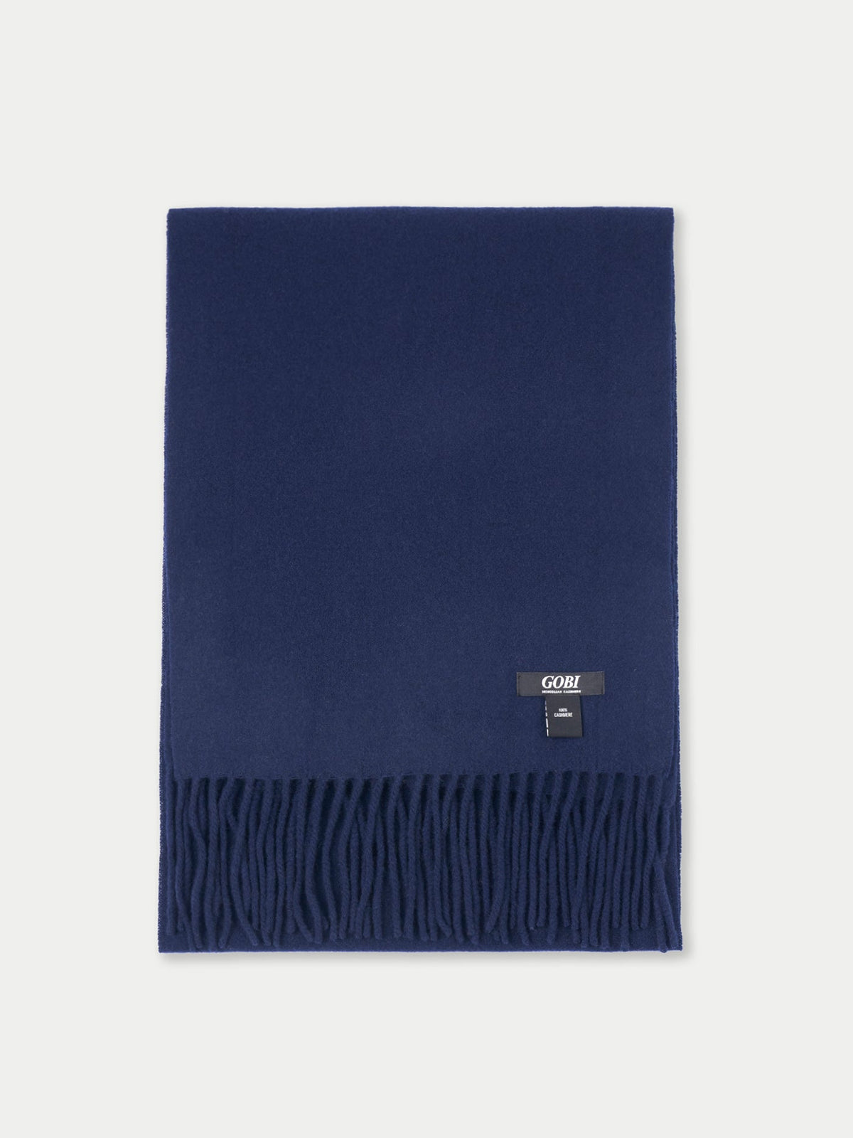 Cashmere Fringed Scarf — Navy Blue