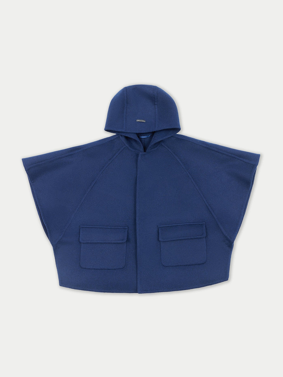 Kids Hooded Cashmere Poncho — Navy Blue