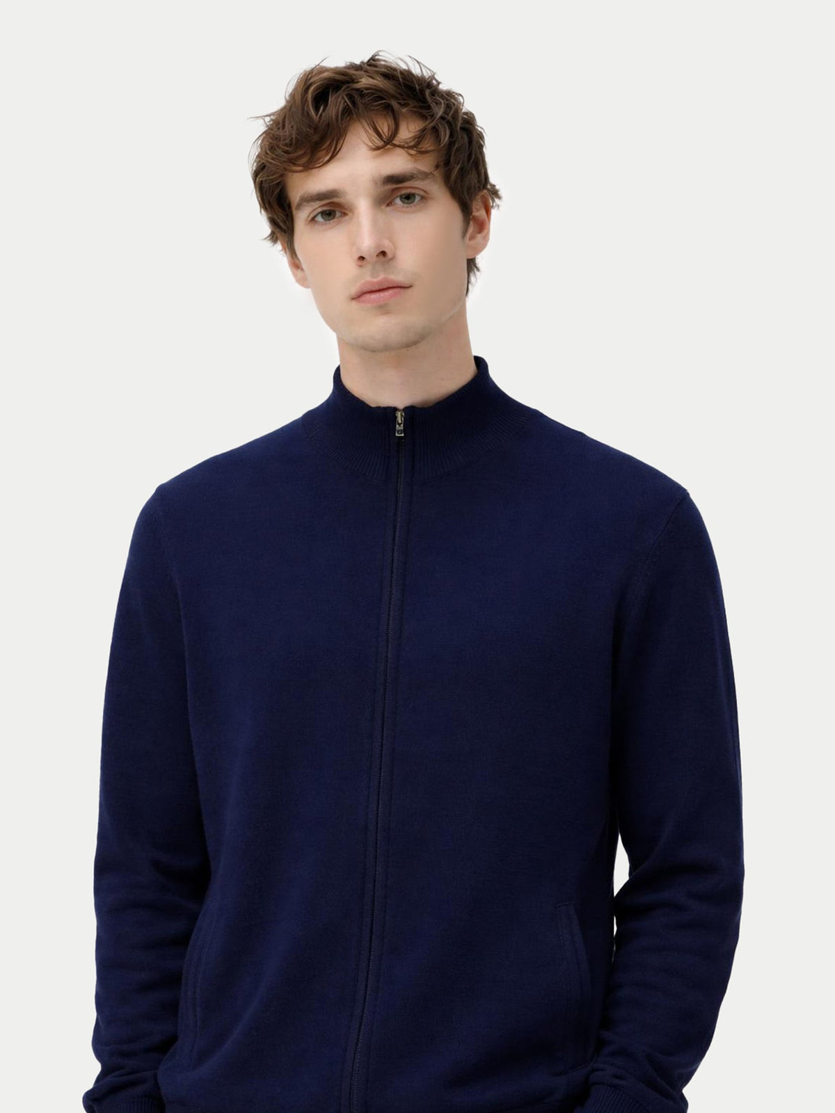 Essential Full-zip Cashmere Cardigan — Navy Blue