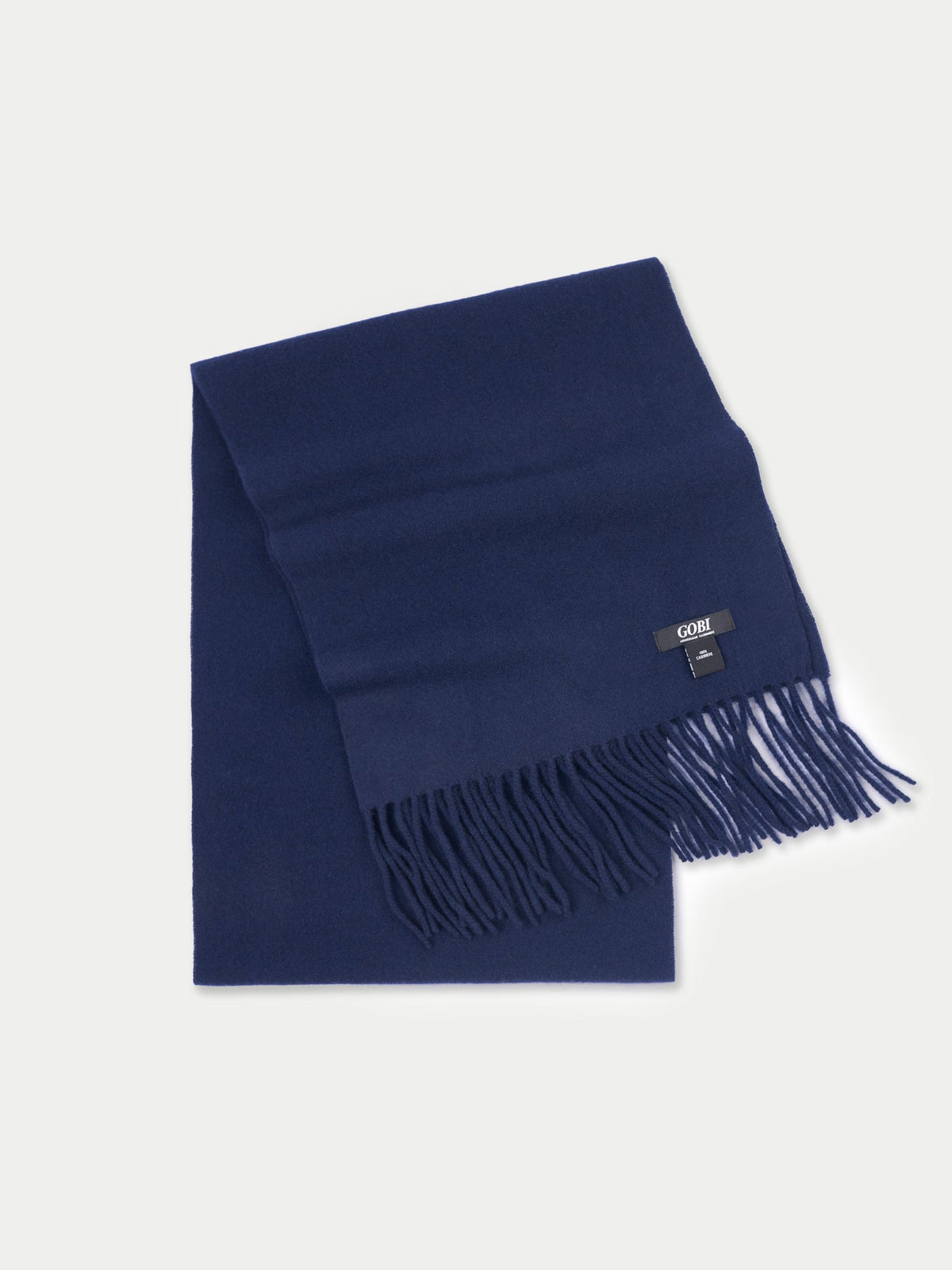 Cashmere Fringed Scarf — Navy Blue