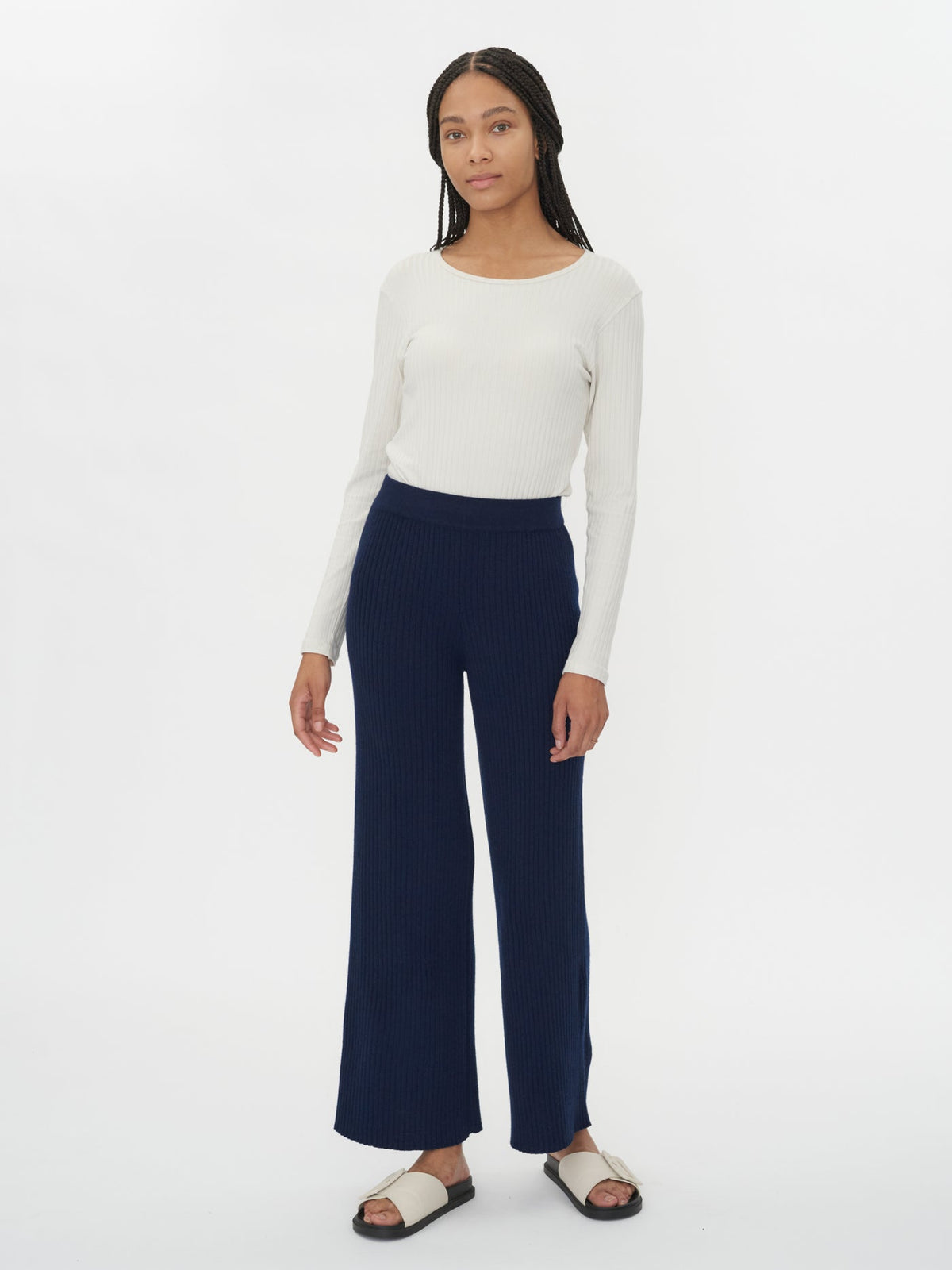 Cashmere Pants — Navy Blue