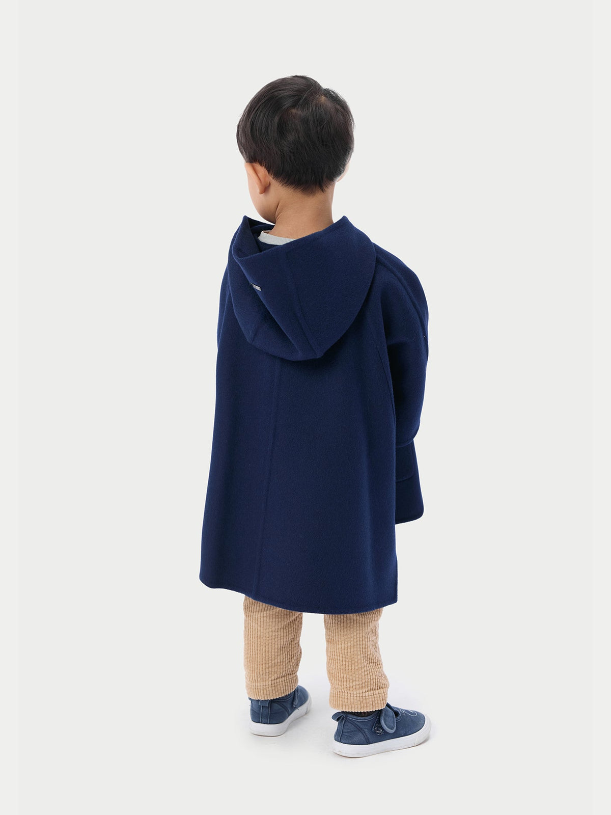 Kids Hooded Cashmere Poncho — Navy Blue