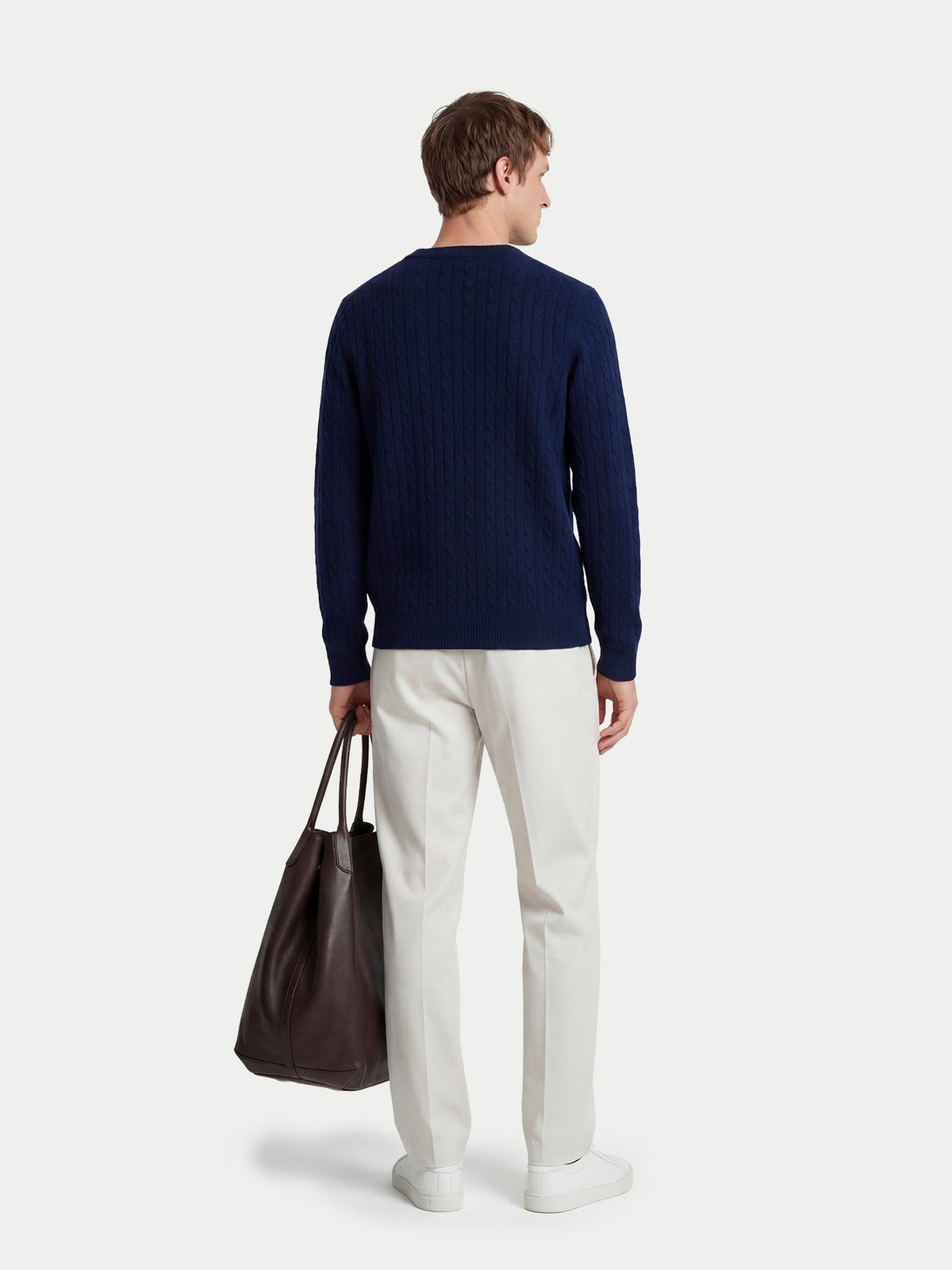 Cashmere Cable-knit Sweater — Navy Blue