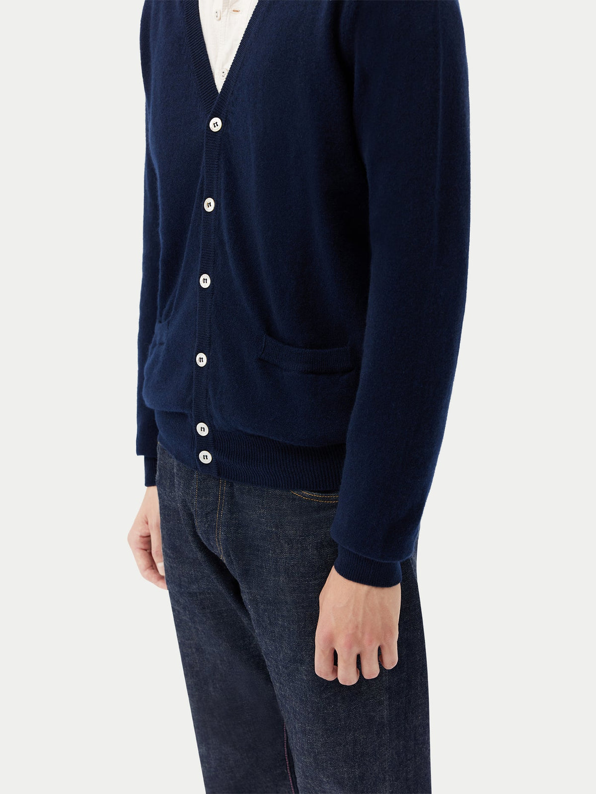 Essential Cashmere V-neck Cardigan — Navy Blue