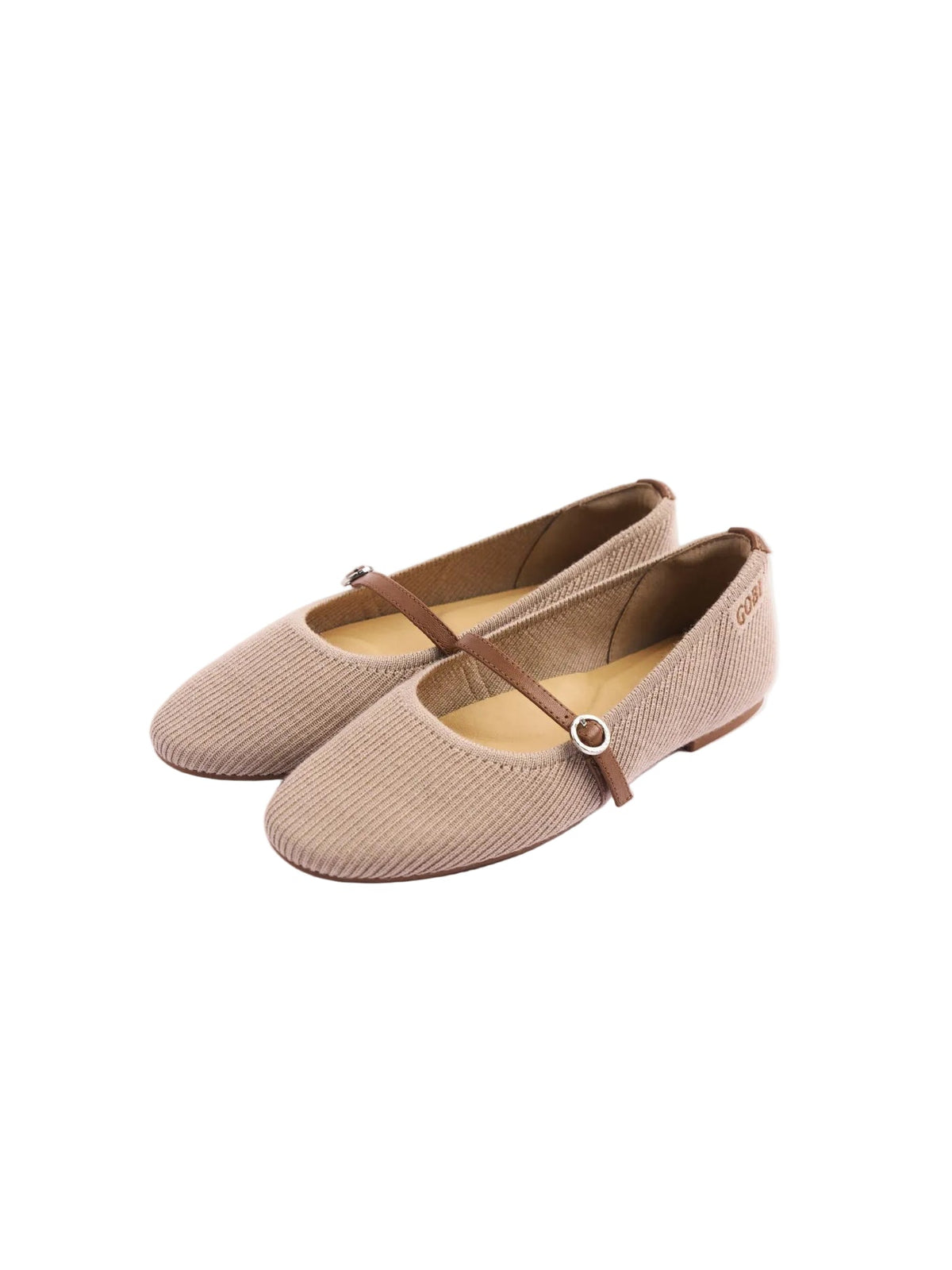 Mercerized Wool Cashmere Knitted Ballet Flats — Nougat Brown