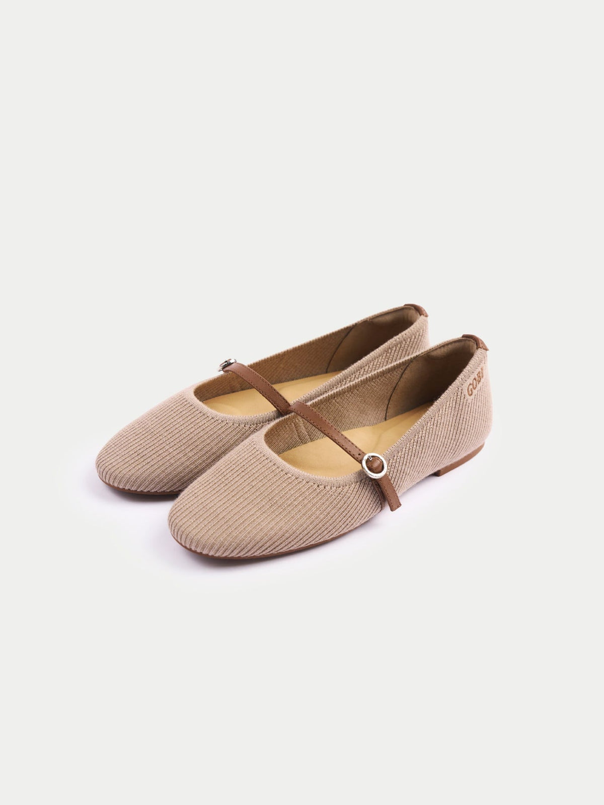 Mercerized Wool Cashmere Knitted Ballet Flats — Nougat Brown