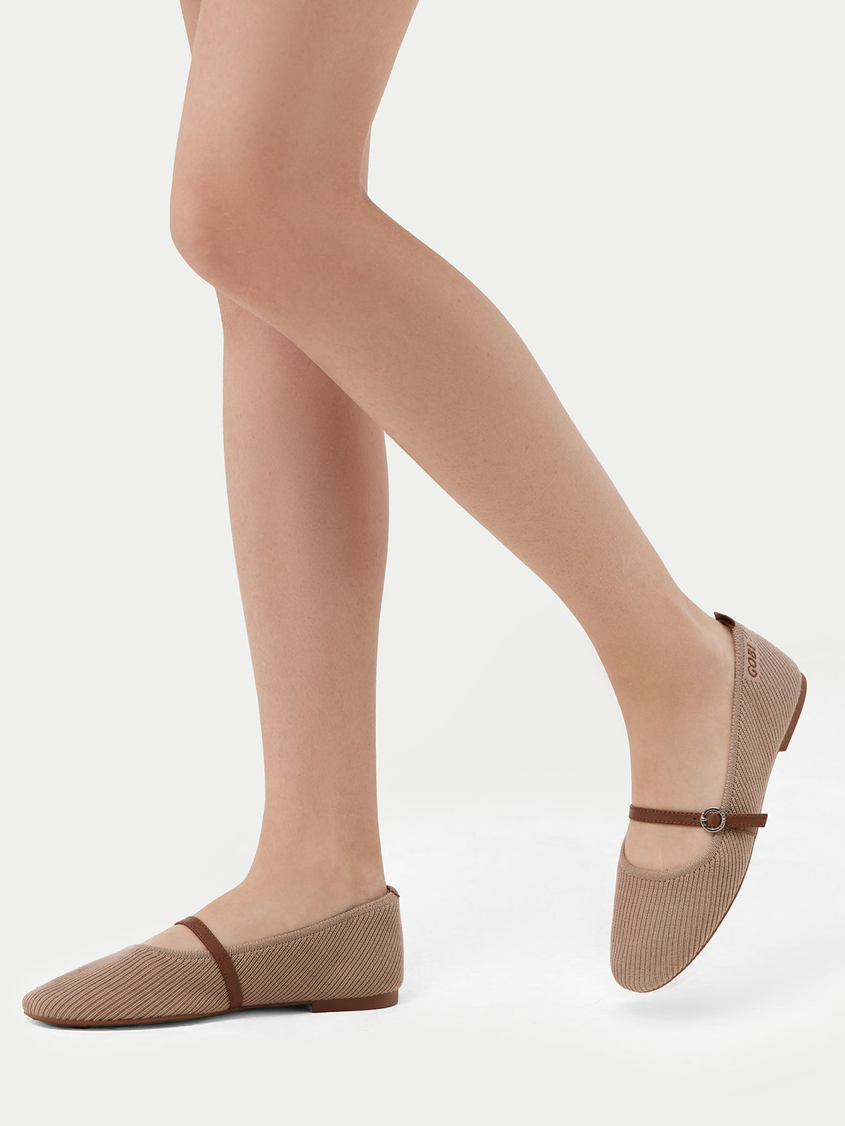 Mercerized Wool Cashmere Knitted Ballet Flats — Nougat Brown