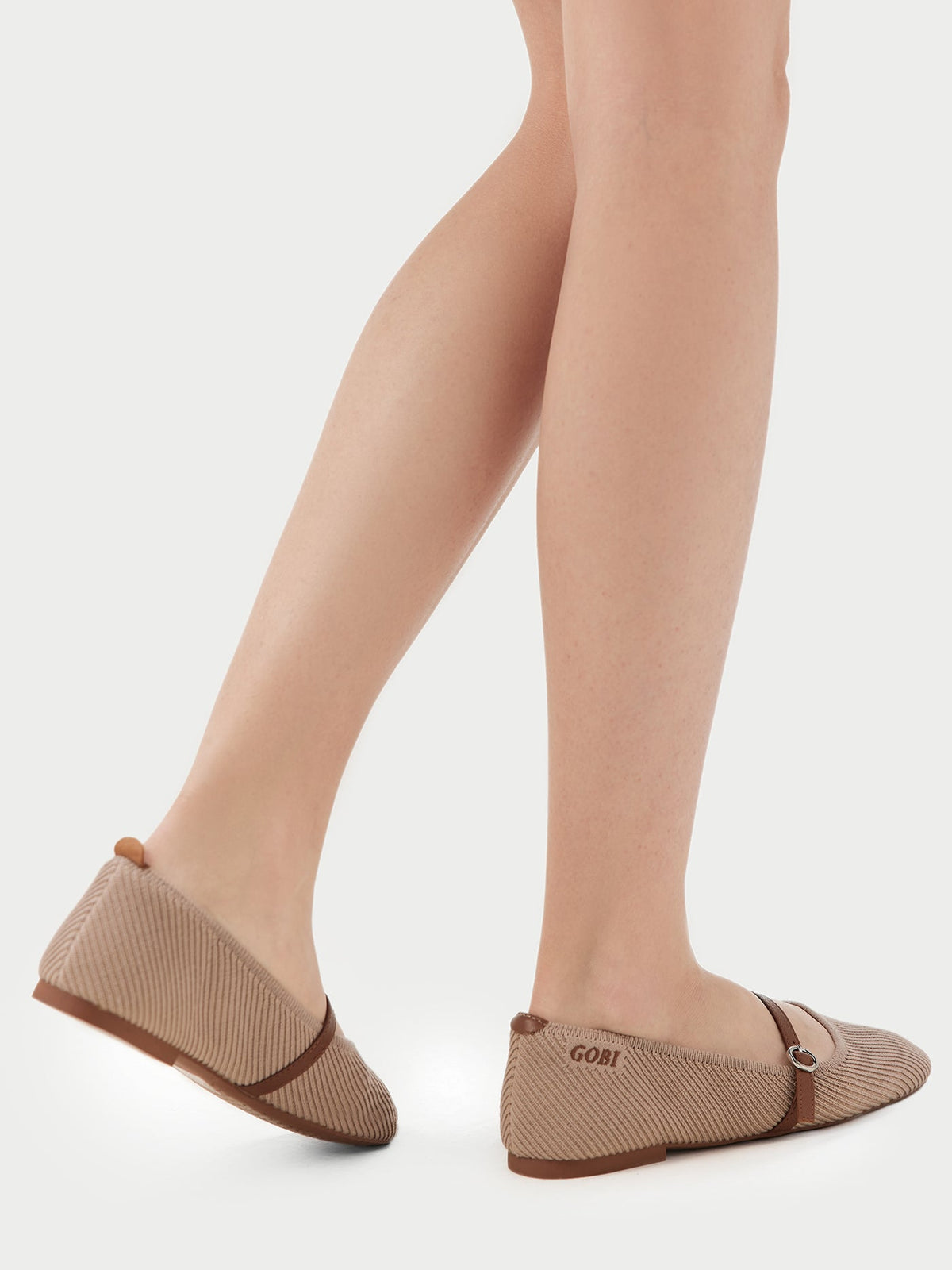 Mercerized Wool Cashmere Knitted Ballet Flats — Nougat Brown