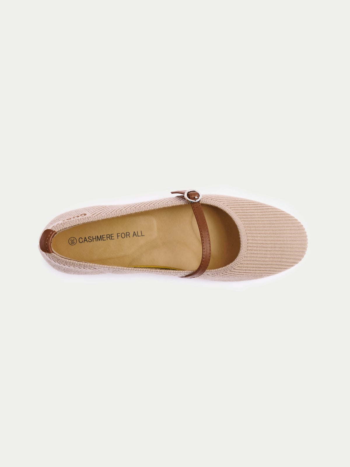 Mercerized Wool Cashmere Knitted Ballet Flats — Nougat Brown
