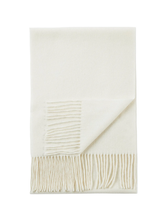Cashmere Fringed Scarf — Off-white
