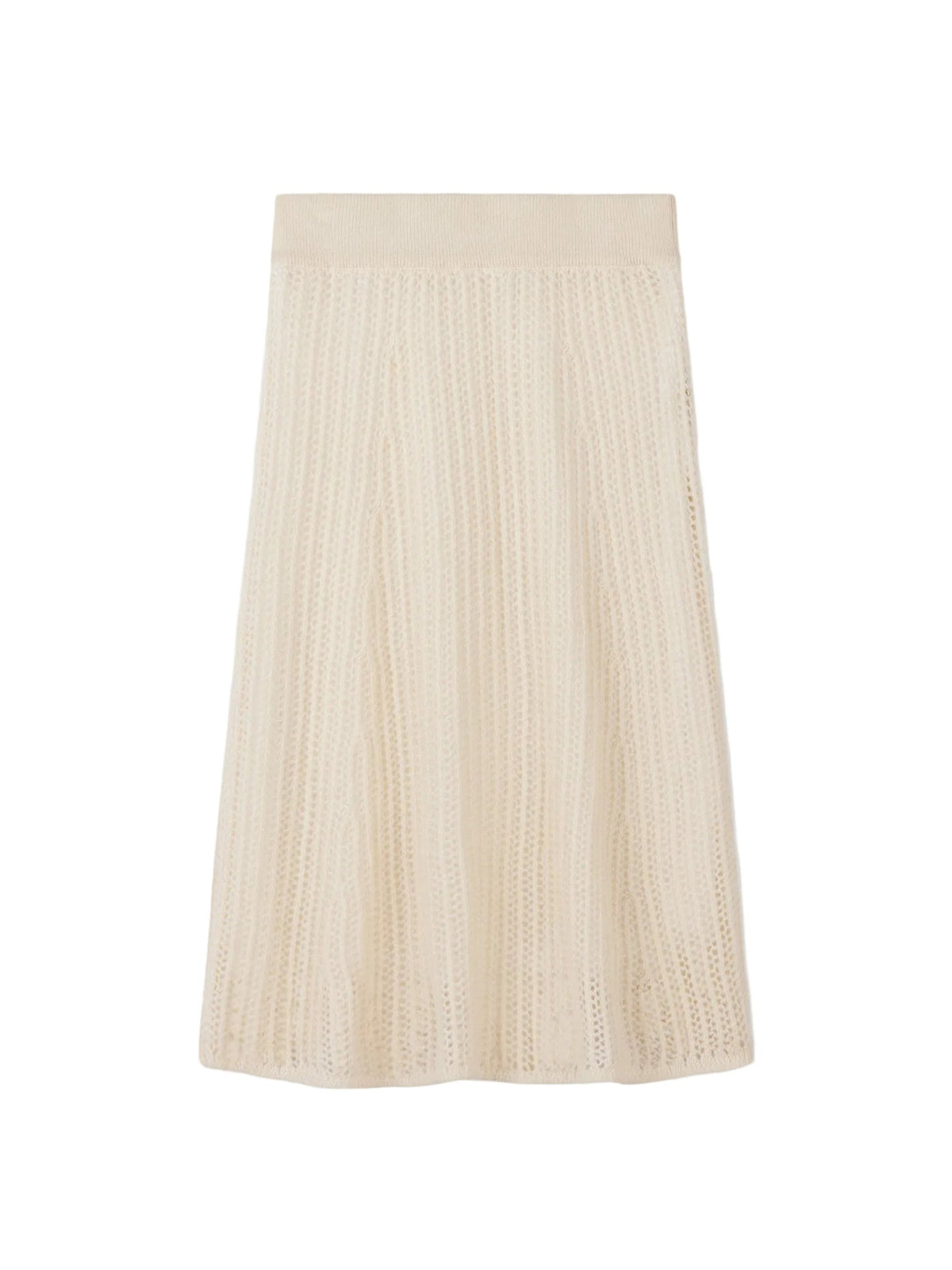 Natural Color Ajour Knit Cashmere Skirt — Off-white