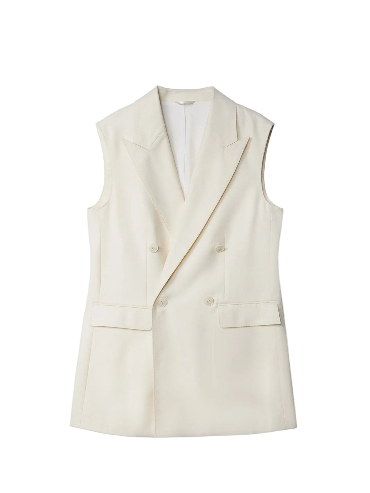 Natural Color Cashmere Double-breasted Vest — Off-white