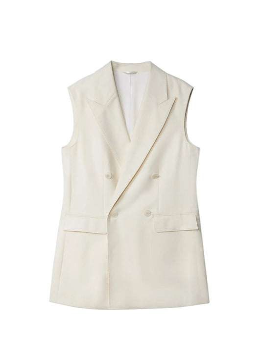 Natural Color Cashmere Double-breasted Vest — Off-white
