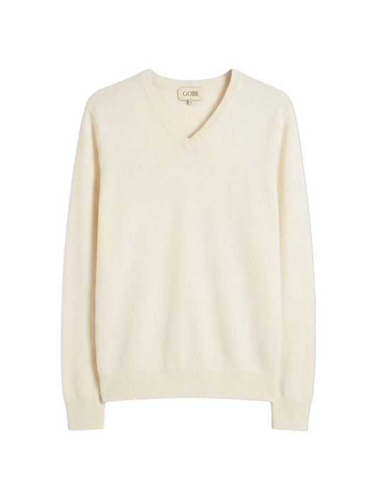 Timeless V-neck Cashmere Sweater — Off-white