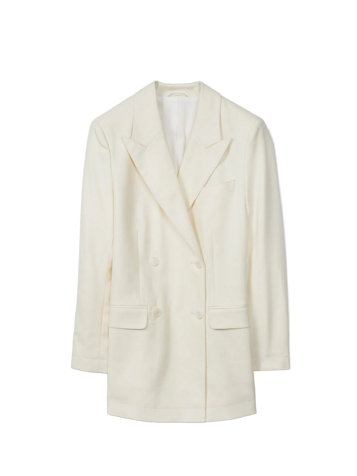 Natural Color Cashmere Double-breasted Blazer — Off-white