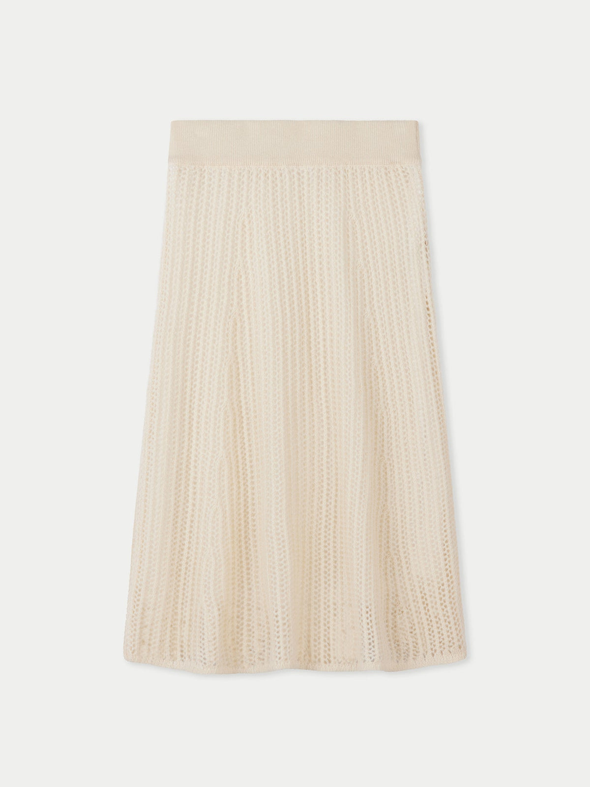 Natural Color Ajour Knit Cashmere Skirt — Off-white