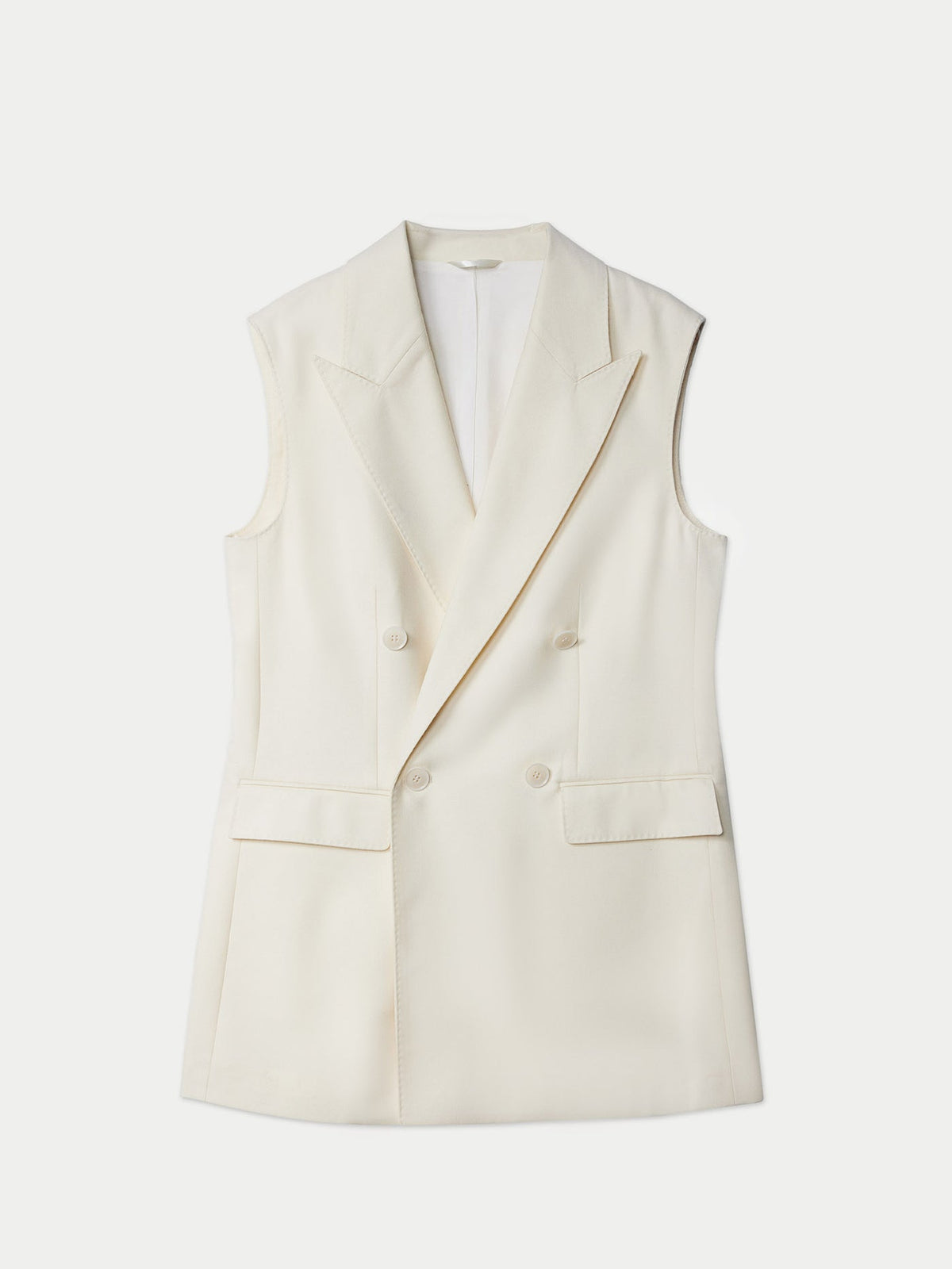 Natural Color Cashmere Double-breasted Vest — Off-white
