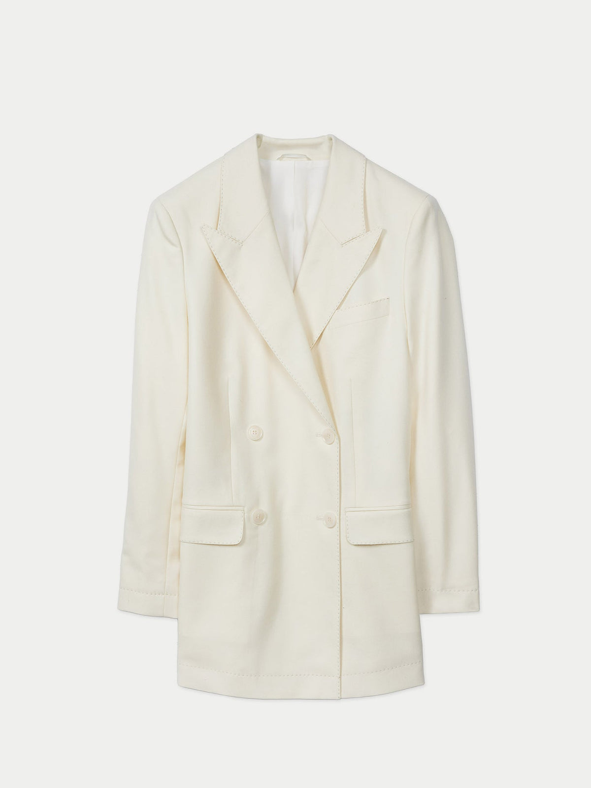 Natural Color Cashmere Double-breasted Blazer — Off-white