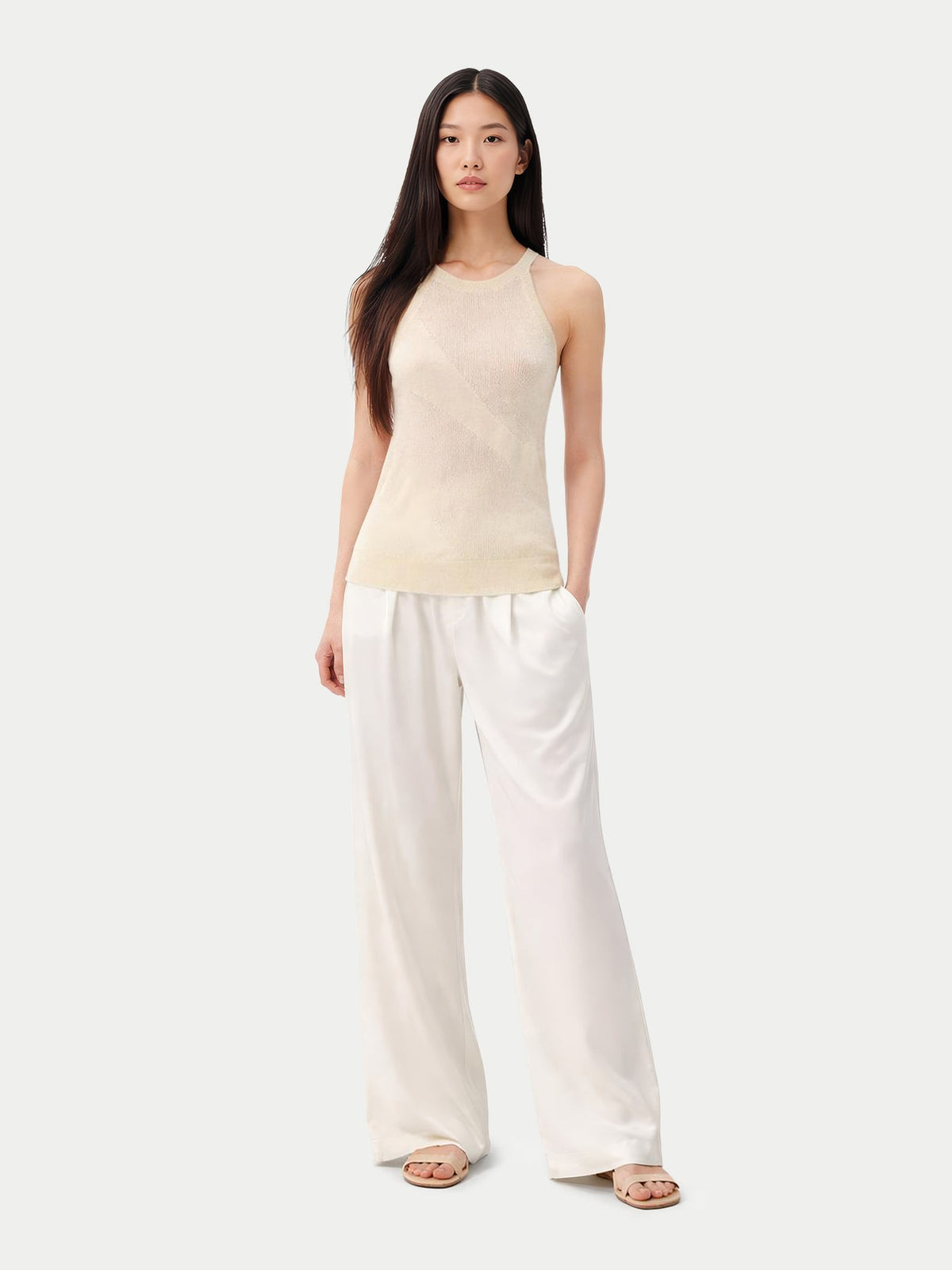 Natural Color Cashmere Top — Off-white