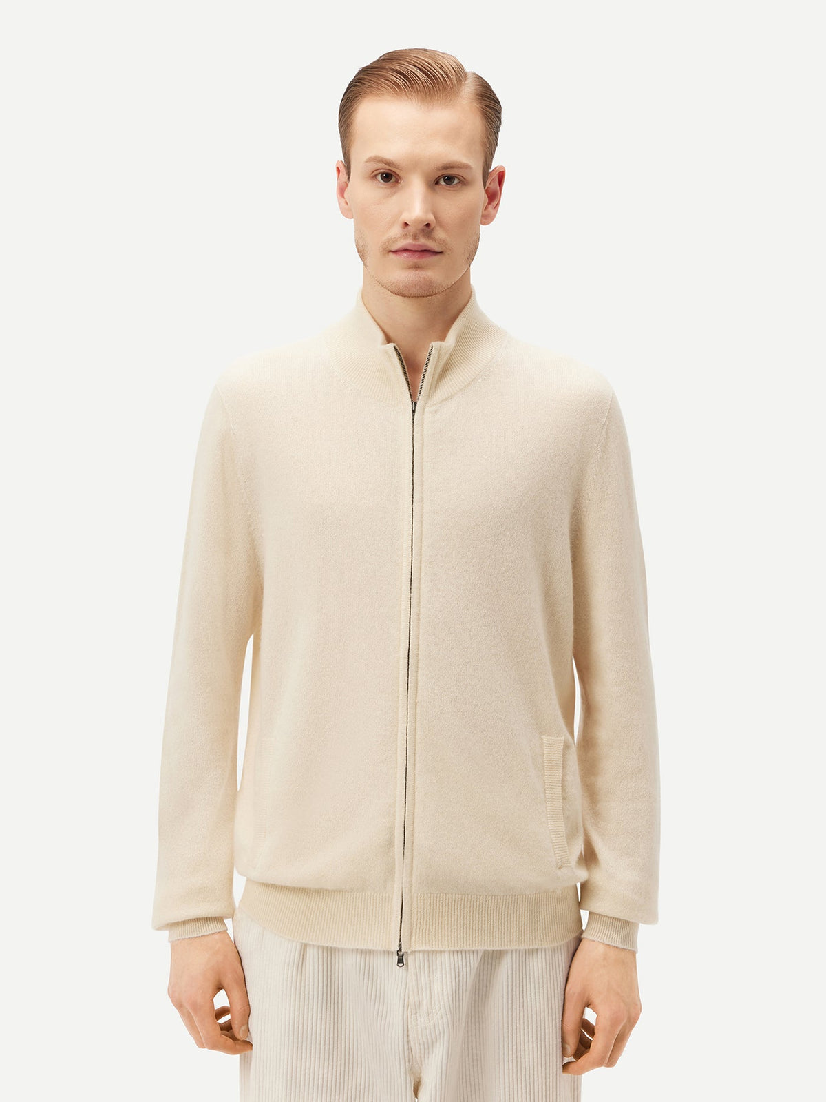 Essential Full-zip Cashmere Cardigan — Off-white