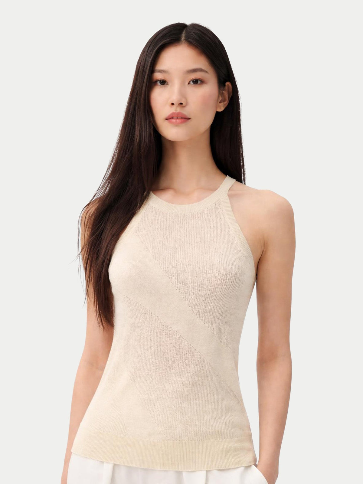 Natural Color Cashmere Top — Off-white