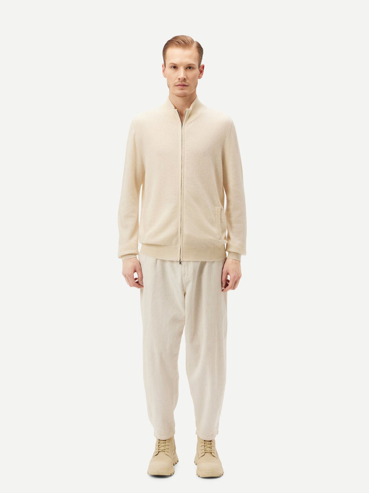 Essential Full-zip Cashmere Cardigan — Off-white