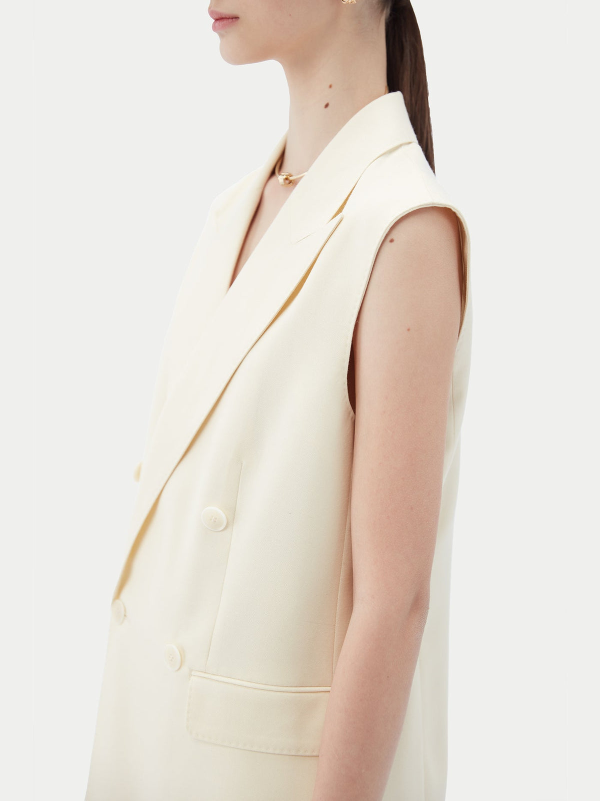 Natural Color Cashmere Double-breasted Vest — Off-white