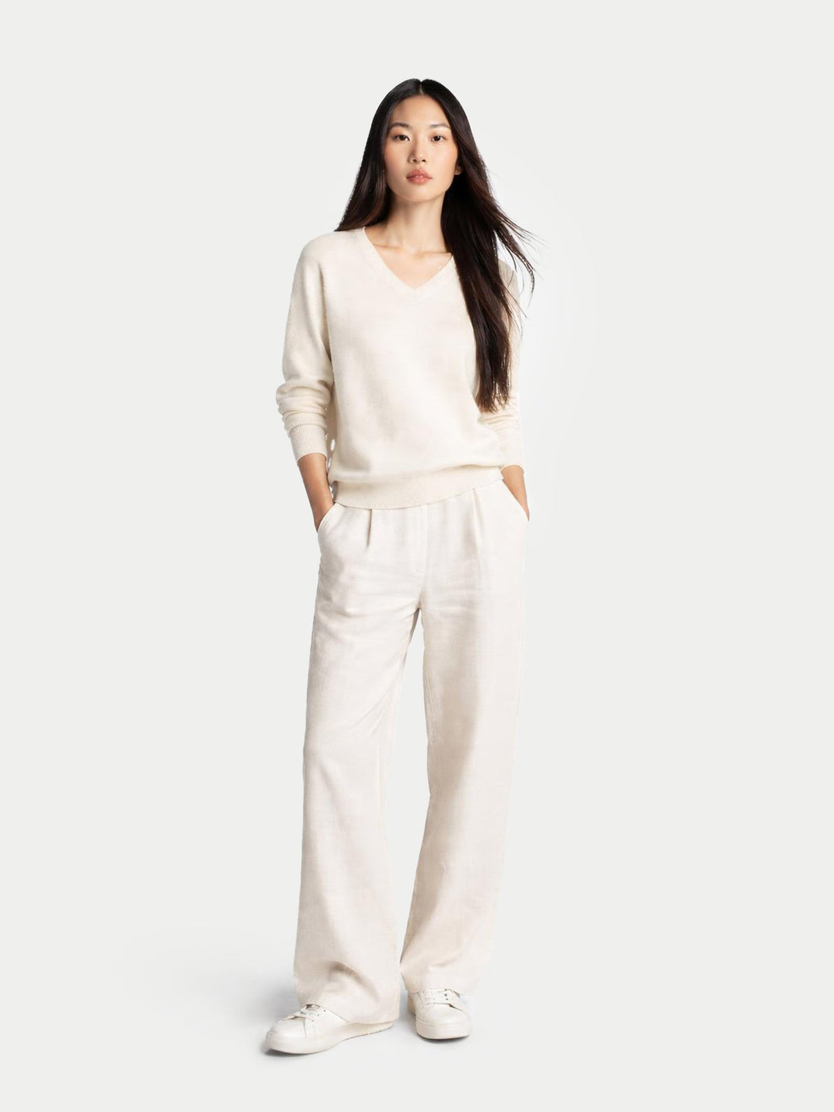 Essential Cashmere V-neck Sweater — Off-white