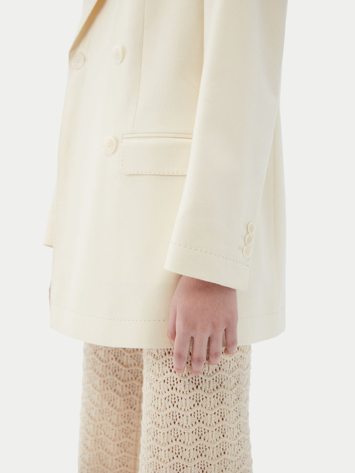 Natural Color Cashmere Double-breasted Blazer — Off-white