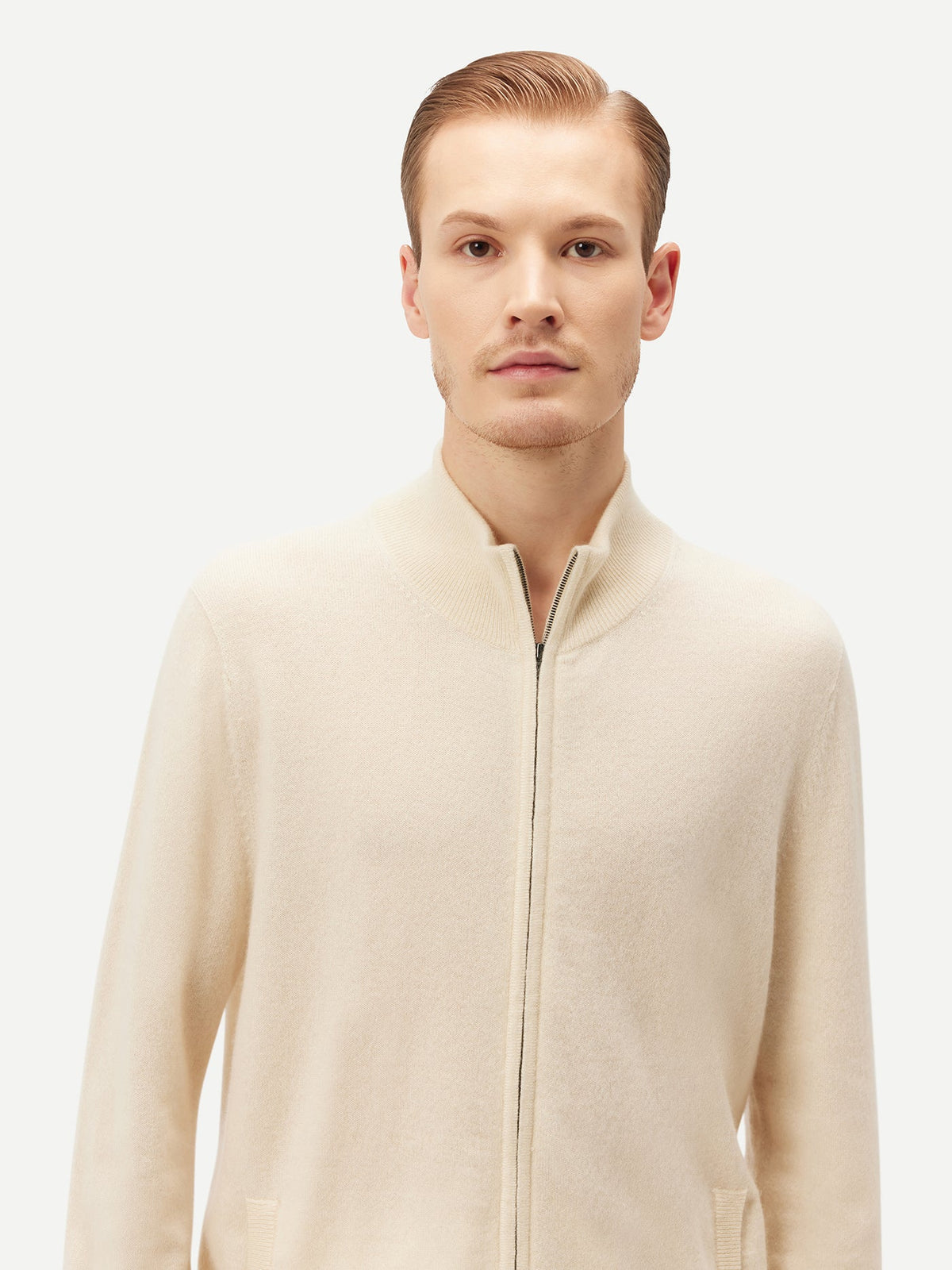 Essential Full-zip Cashmere Cardigan — Off-white