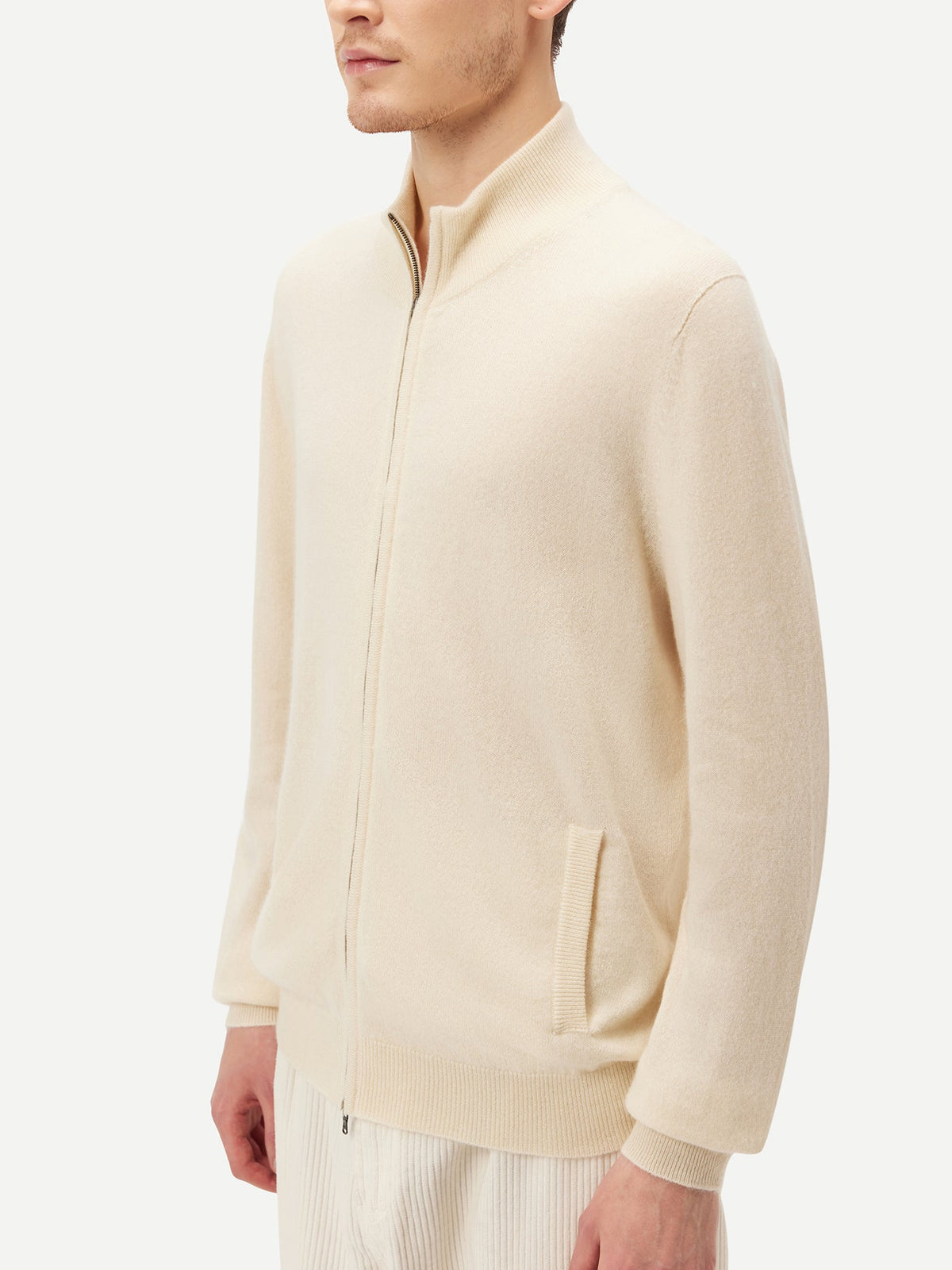 Essential Full-zip Cashmere Cardigan — Off-white