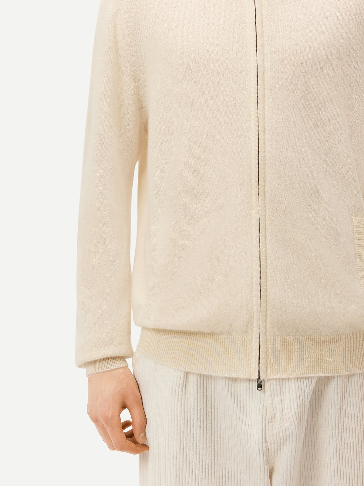 Essential Full-zip Cashmere Cardigan — Off-white