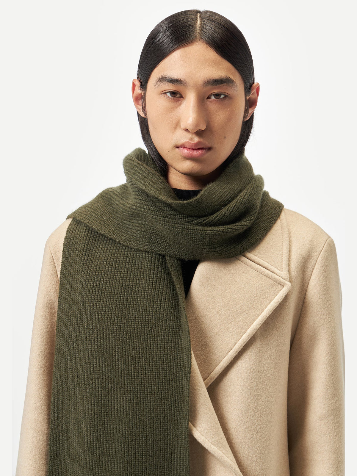 Fisherman Knit Scarf — Olive Green