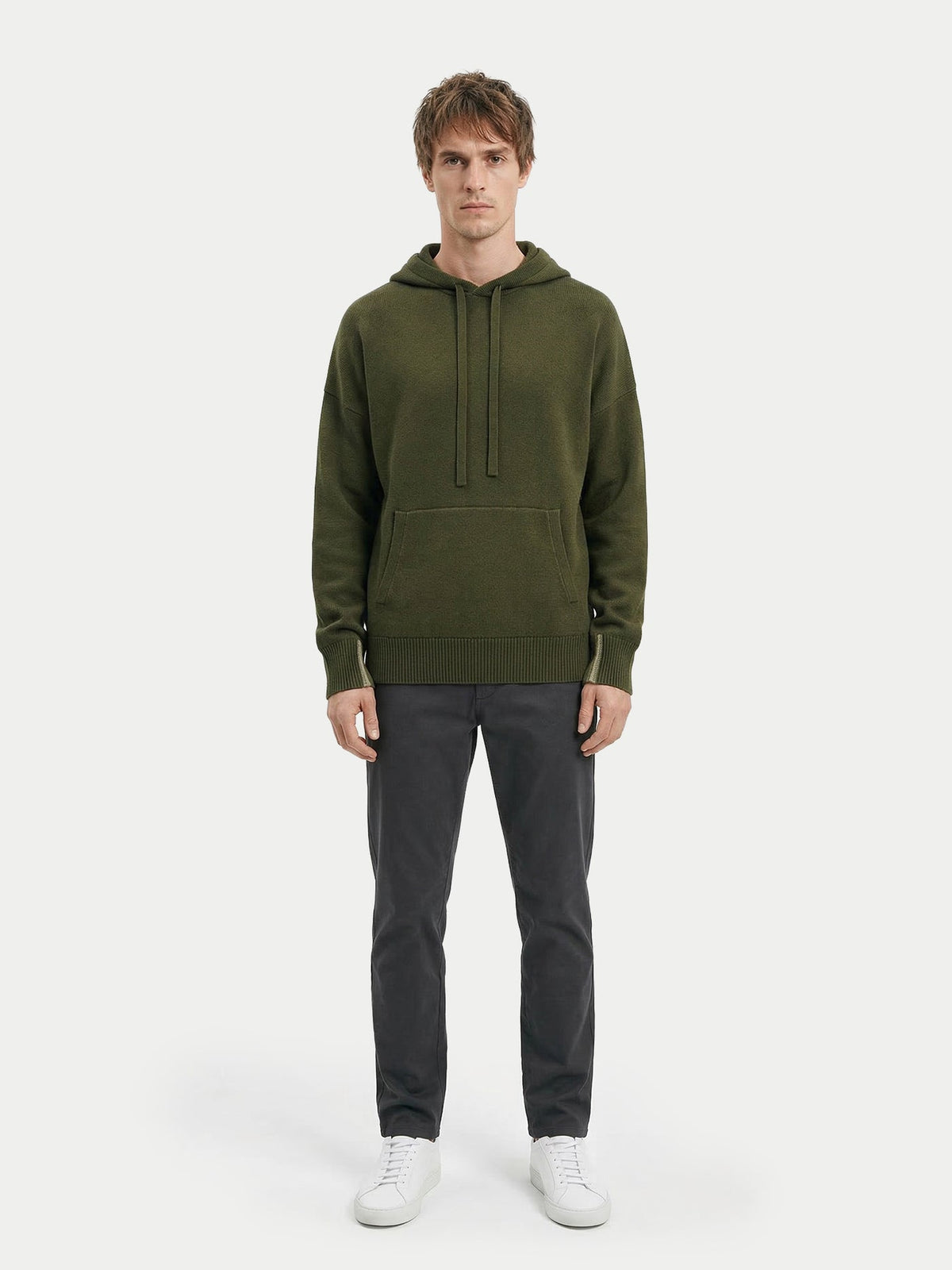 Men's Cashmere Pullover — Olive Green