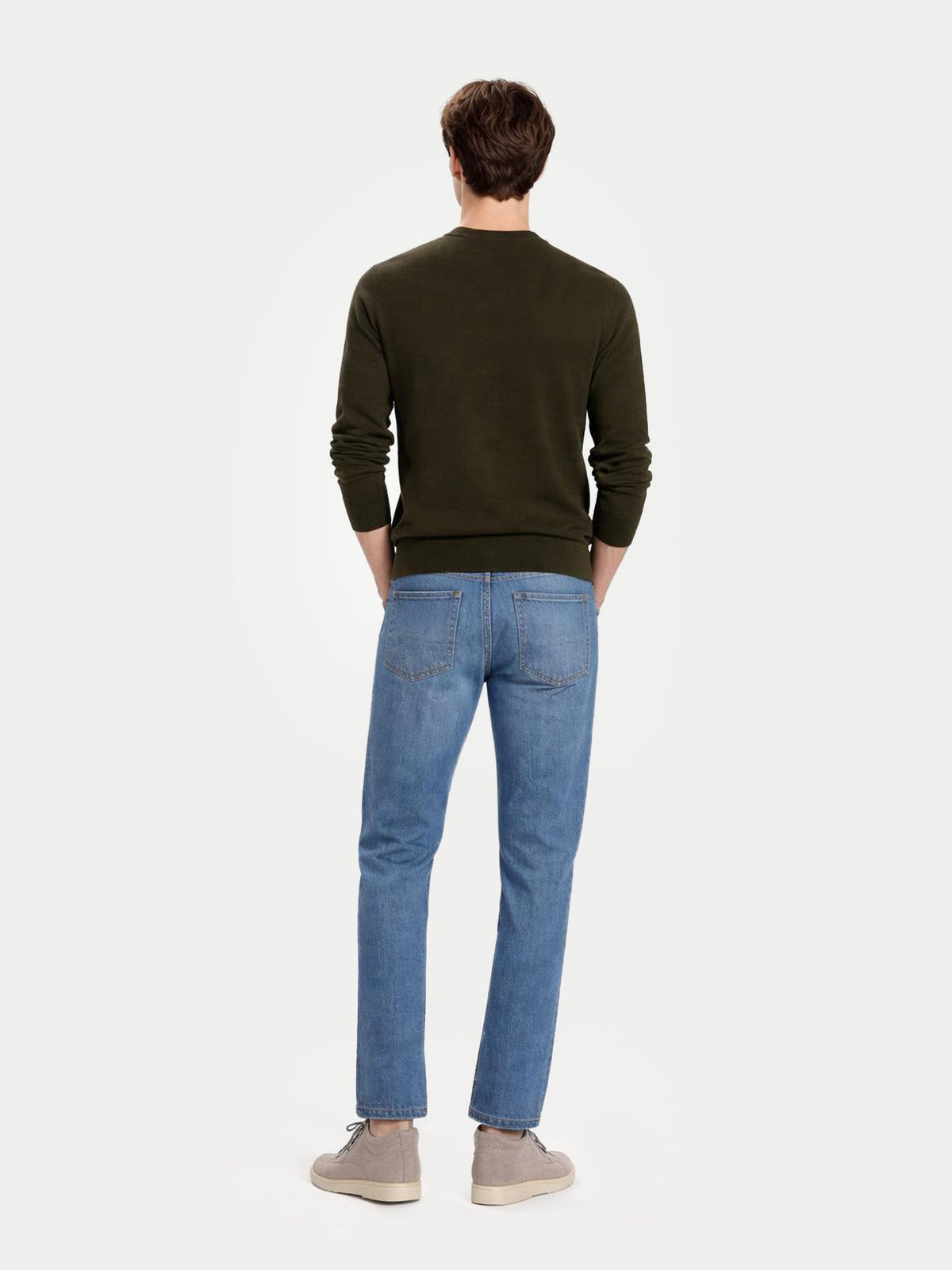 Timeless Crewneck Cashmere Sweater — Olive Green
