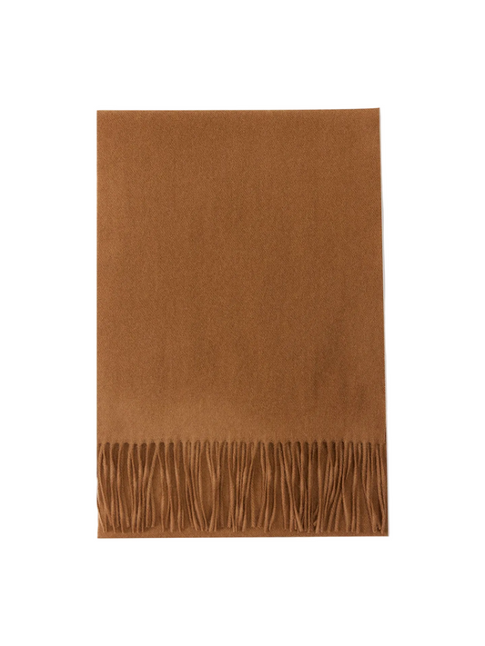 Cashmere Fringed Scarf — Otter Brown